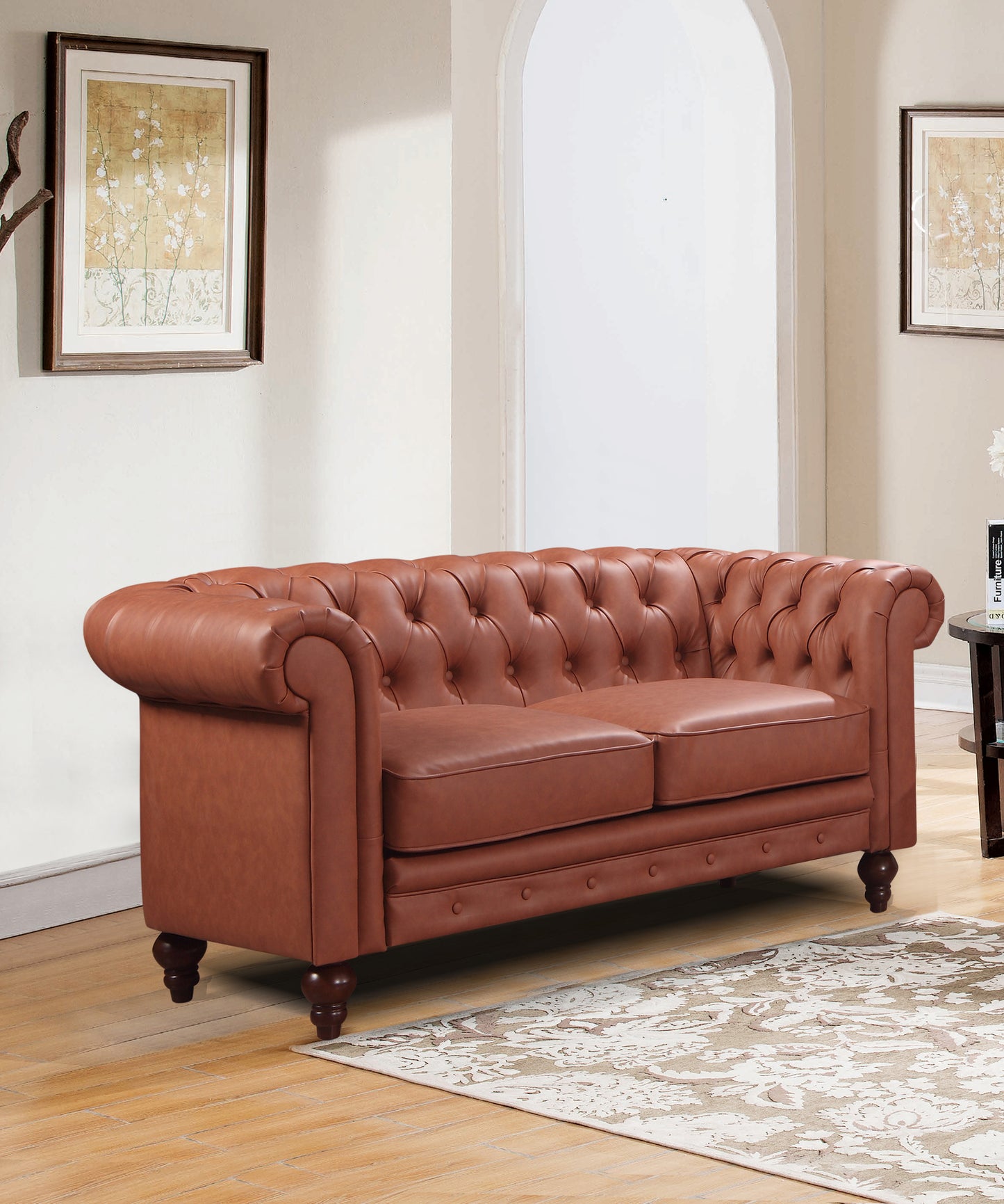 Madeline 2S Brown Colour Premium PU Leather Sofa