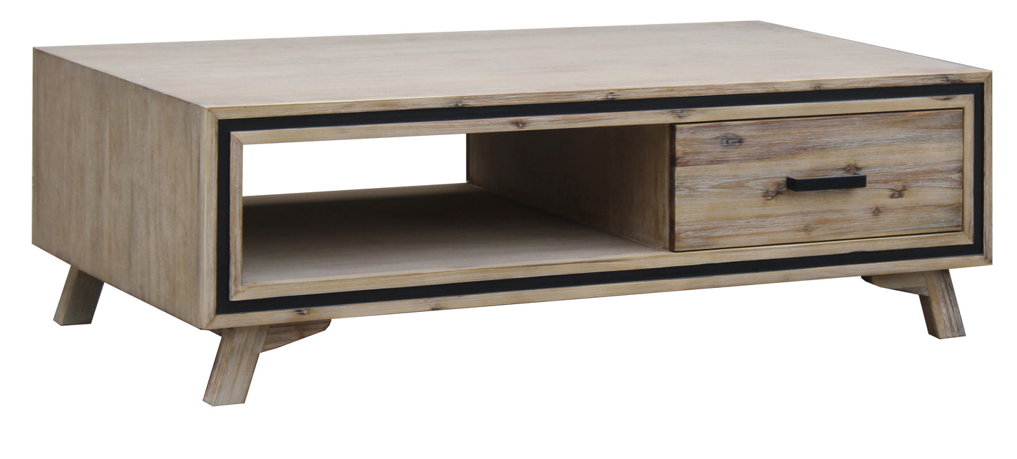 Seashore Coffee Table in Solid Acacia Timber in Silver Brush Colour