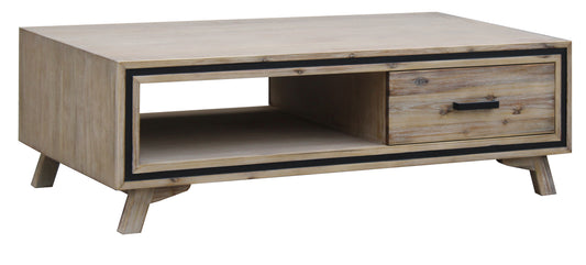 Seashore Coffee Table in Solid Acacia Timber in Silver Brush Colour