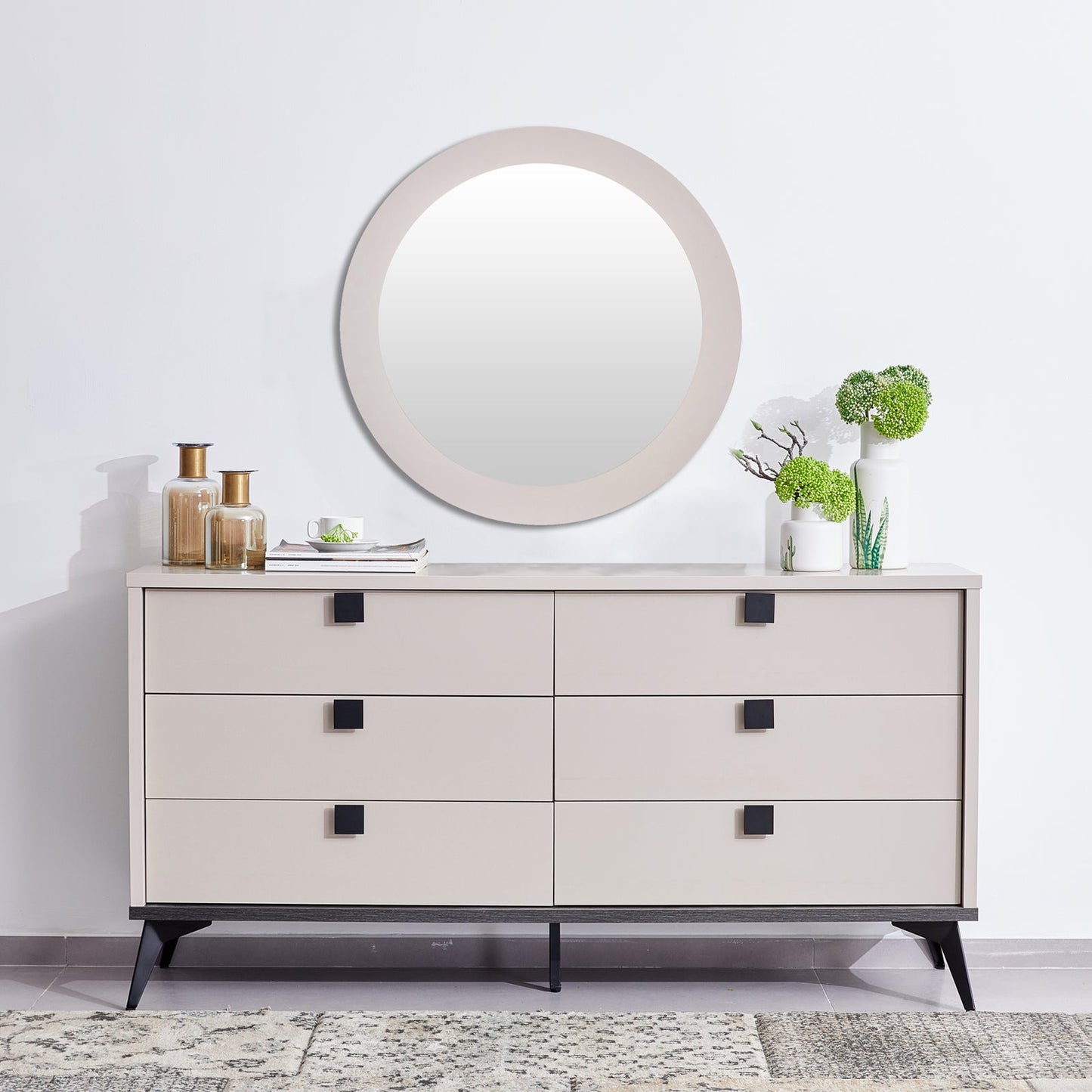 Maxwell Dresser MDF Melamine Finishing 6 Drawers Metal Handles Legs
