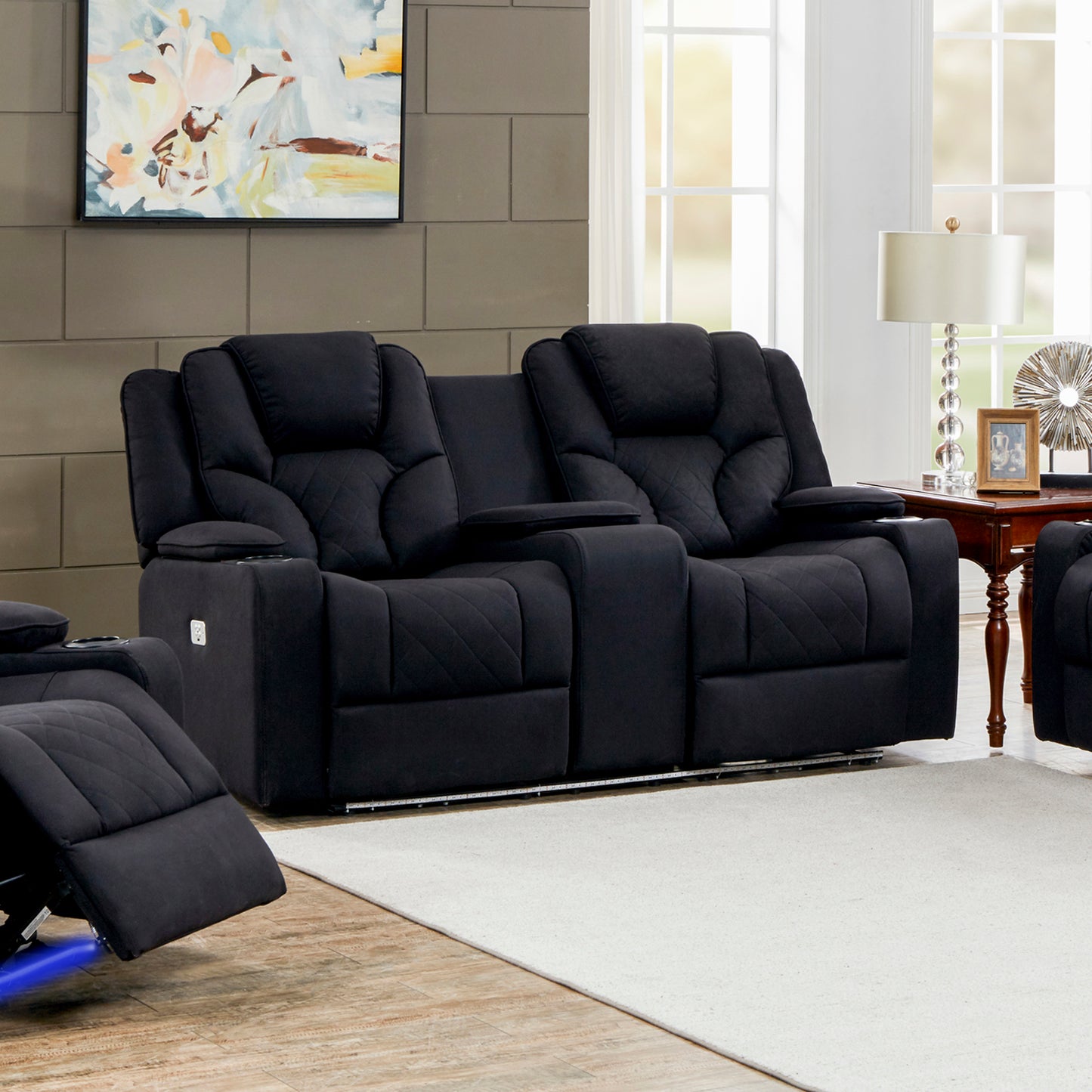 Arnold Electric Recliner Rhino Fabric 2R Black