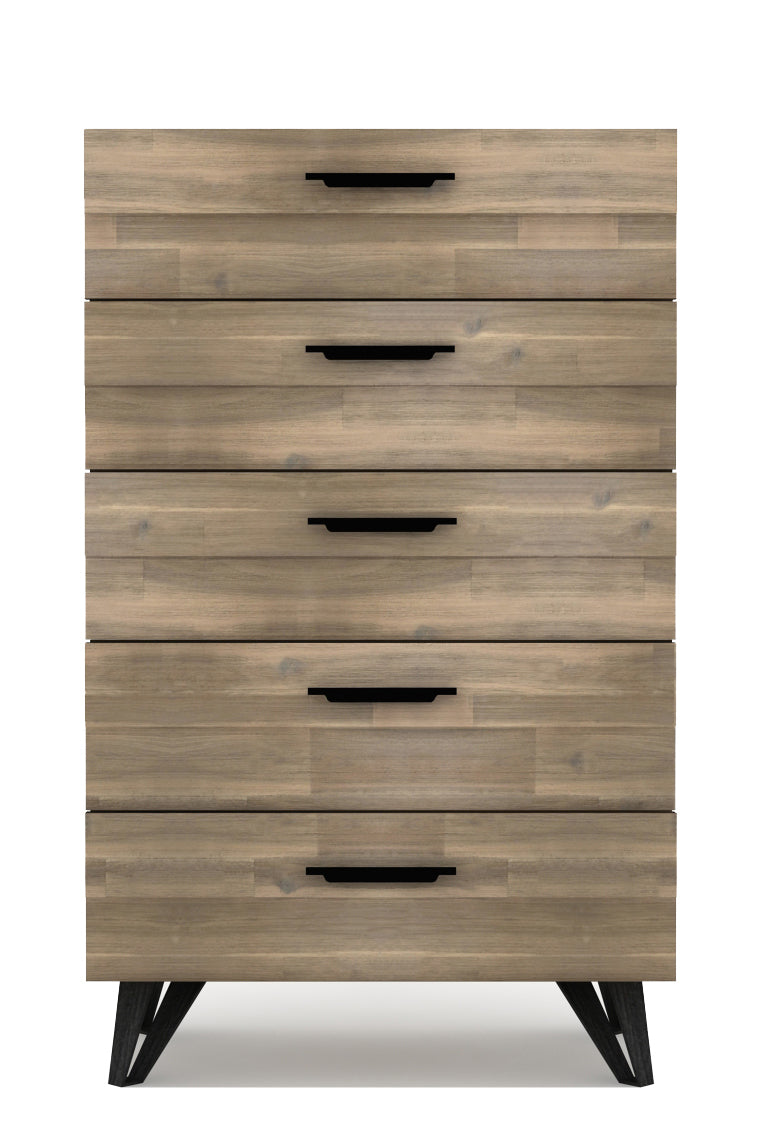 Havana 5 Drawers Tallboy In Solid Acacia Construction with Natural Wood Colour