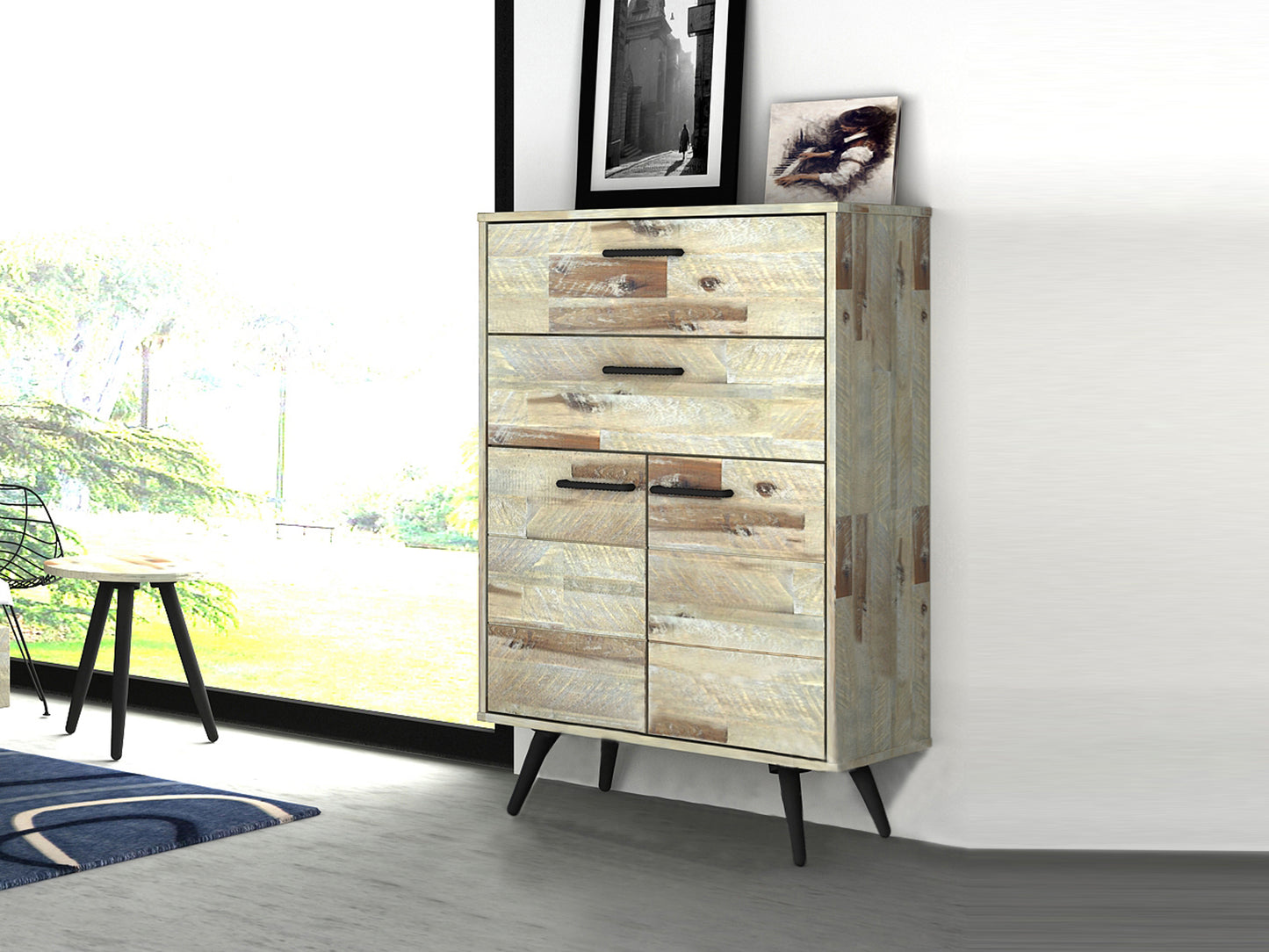 Altona 4 Drawers Acacia Wood Tallboy in Rustic Look