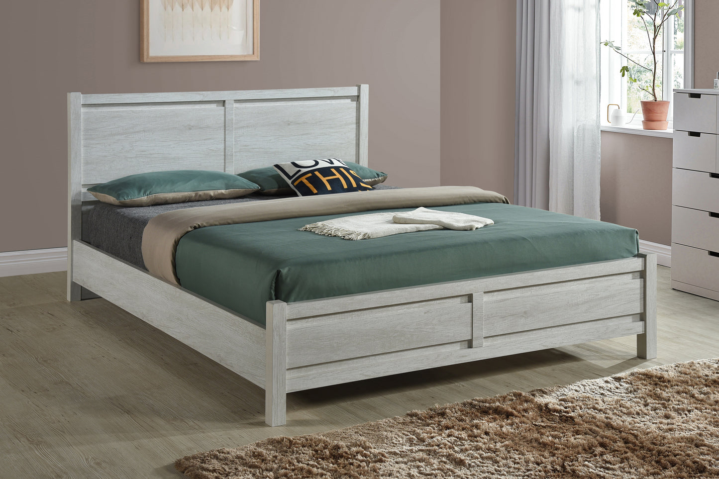 Cielo Natural Wood Like MDF Bed With Strong Legs in Multiple Size & Colour