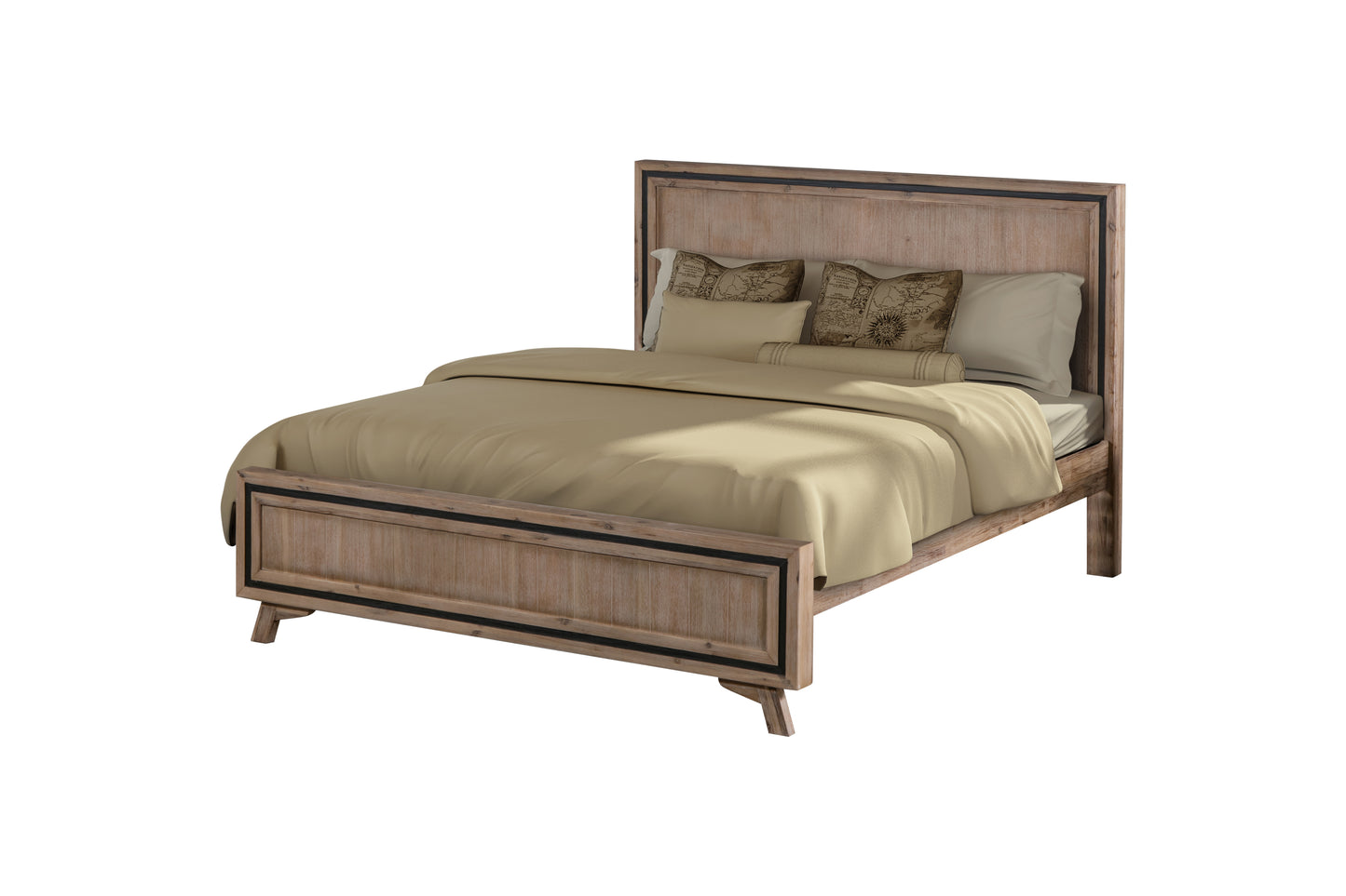 Seashore Silver Brush Colour Bed Frame In Solid Acacia Timber in Multiple Size