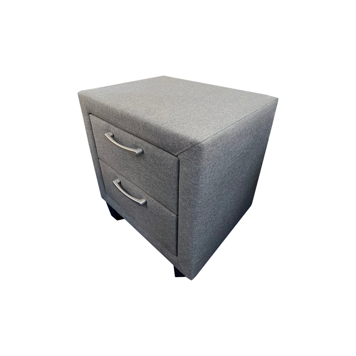 Megan Two Drawers Bedside Table Upholstery Fabric in Light Grey Colour