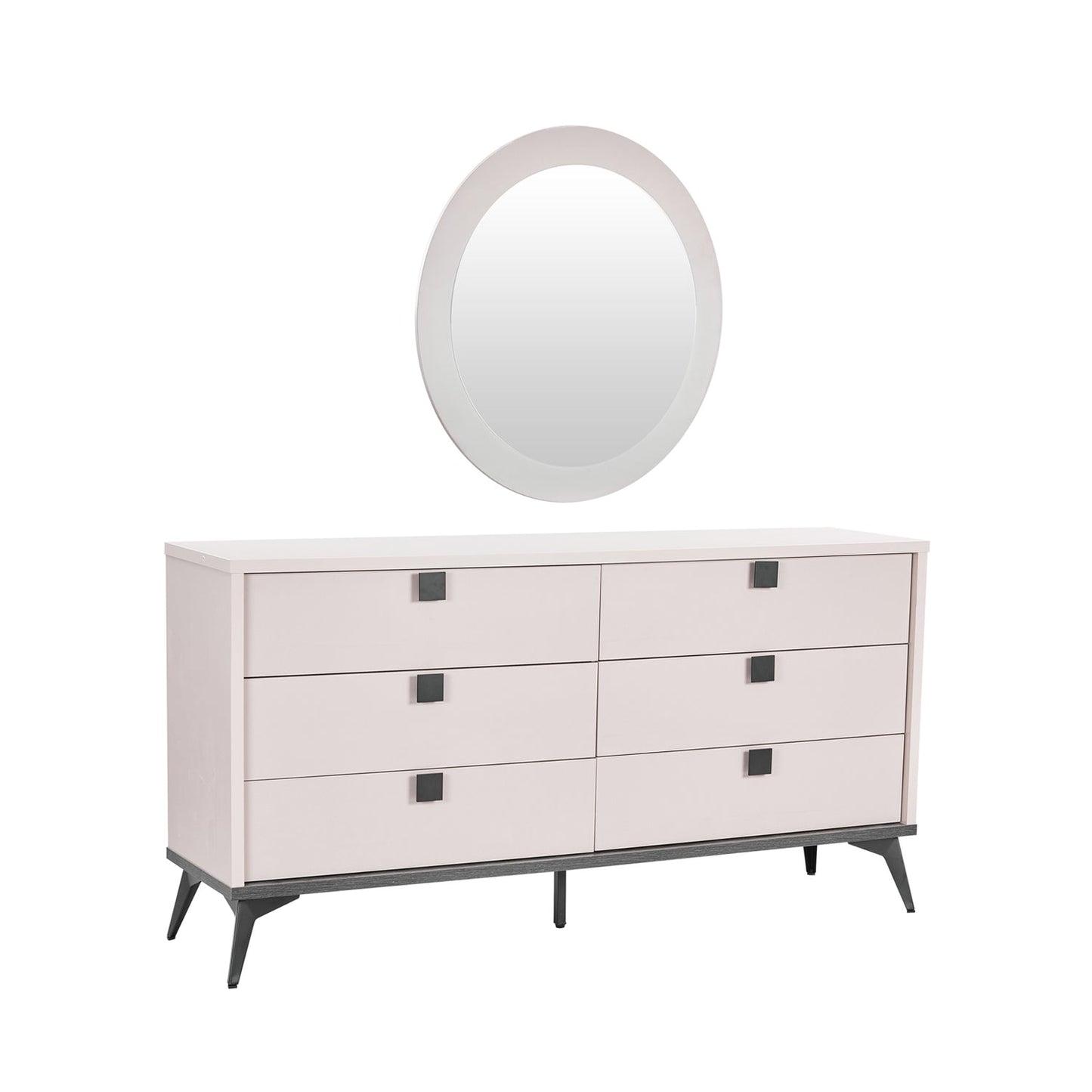 Maxwell Dresser MDF Melamine Finishing 6 Drawers Metal Handles Legs