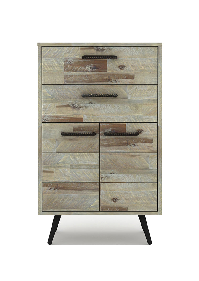 Altona 4 Drawers Acacia Wood Tallboy in Rustic Look
