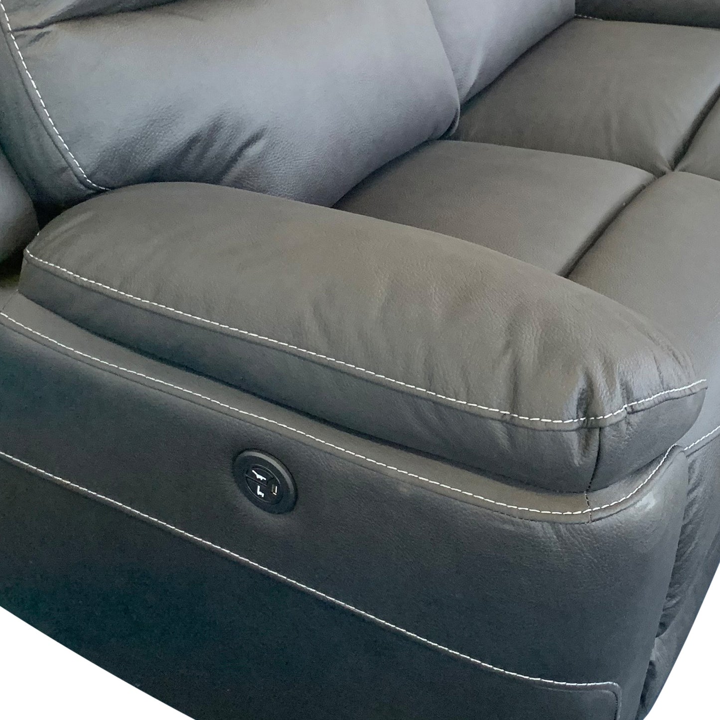 Finlay Charcoal 1R Finest Fabric Electric Recliner Feature Multi Positions Ultra Cushioned USB Outlets