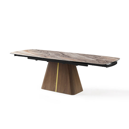 Venus Extendable Dining Table MDF Ceramic Glass Table Top Decorative Stripe