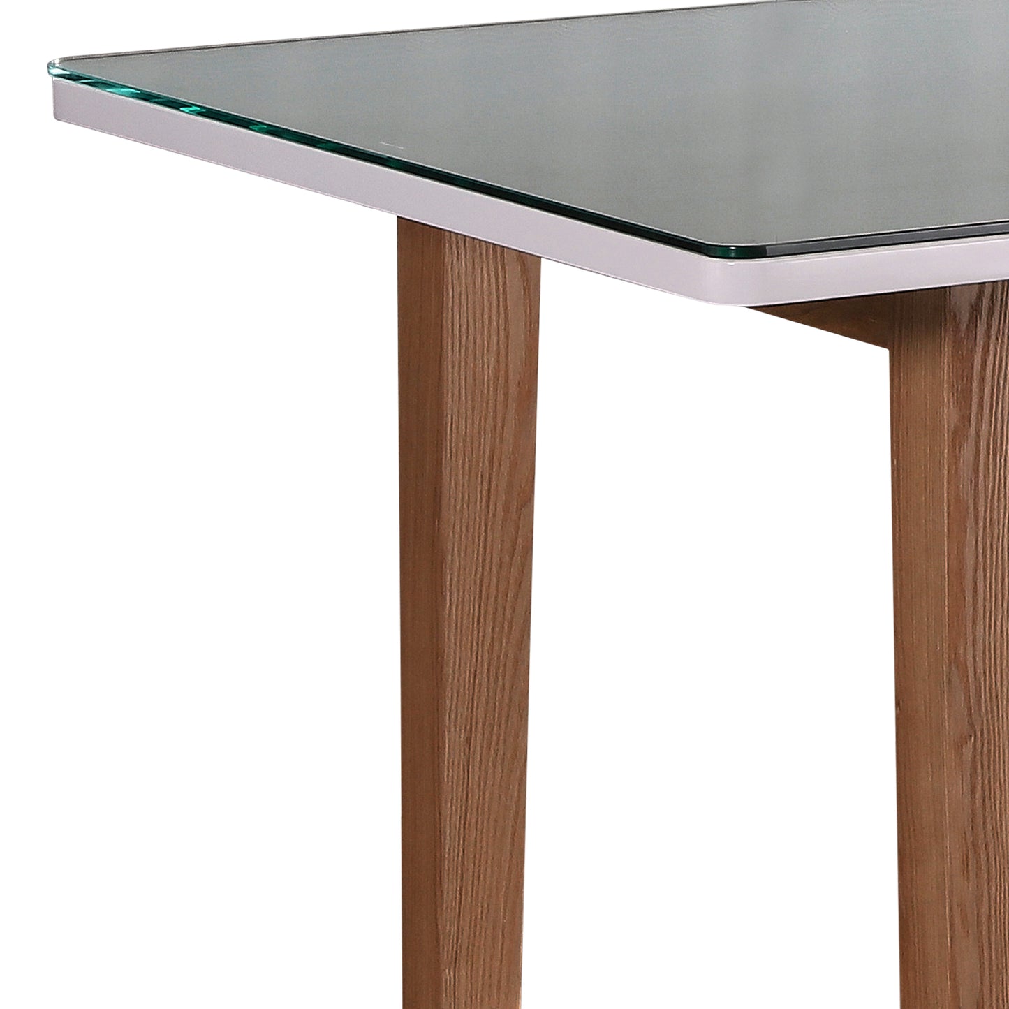 Galaxy Dining Table White Top with High Glossy Finish & Tempered Glass on Solid Wooden Base