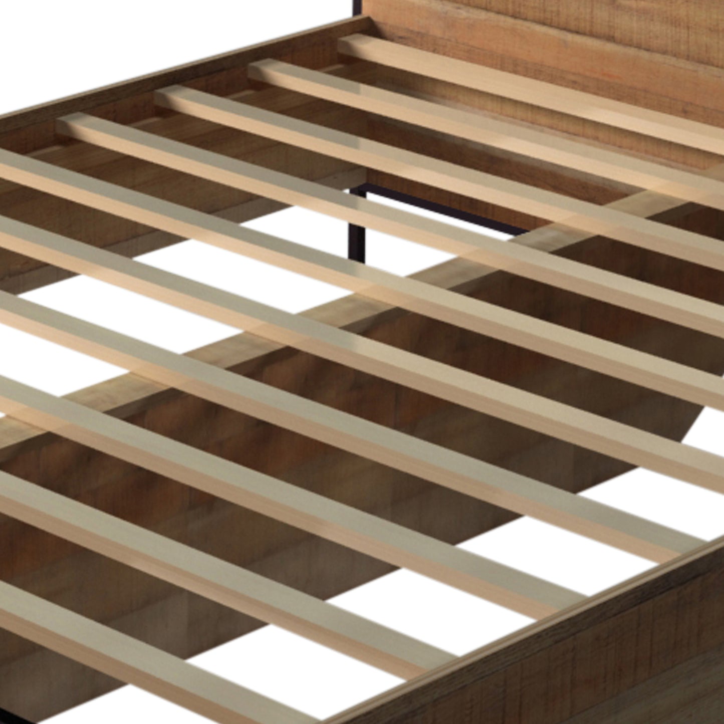 Mascot Queen Particle Board Metal Border Bed Frame in Oak Colour