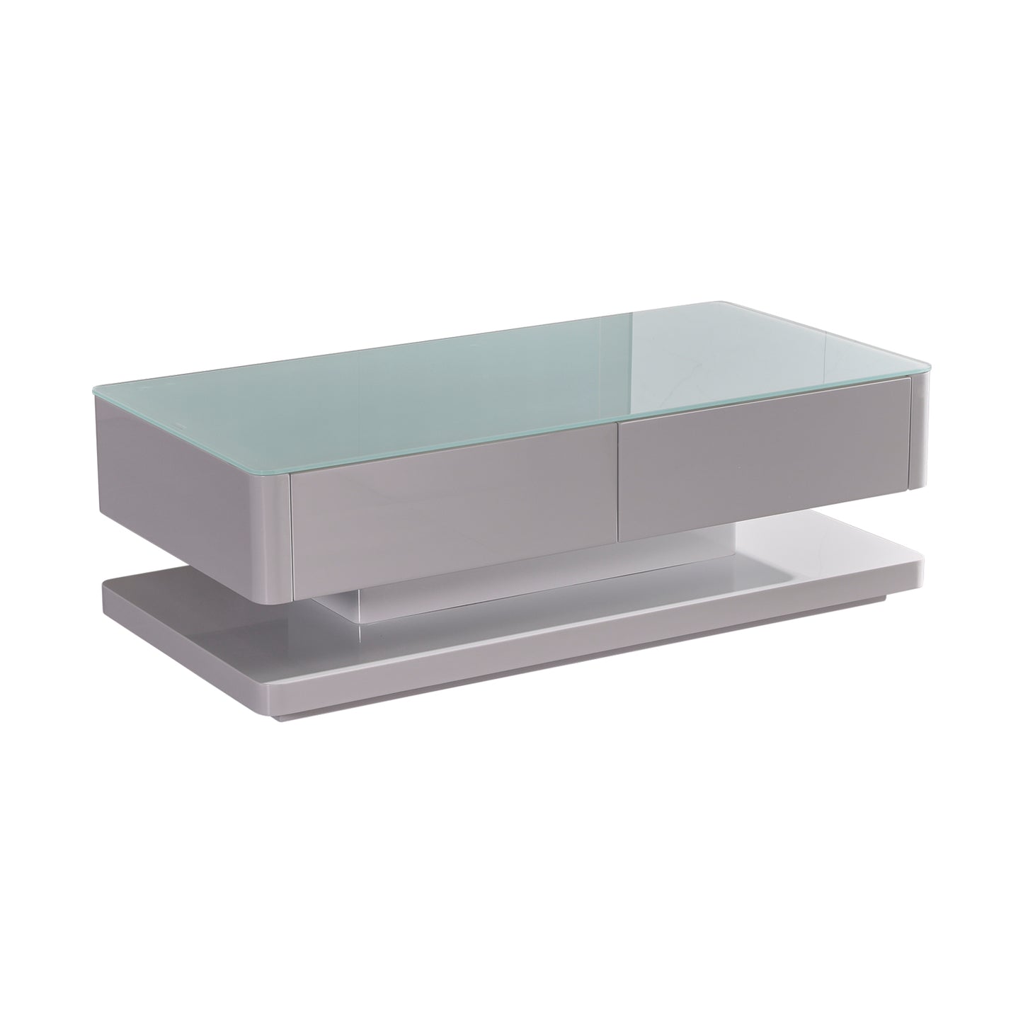 Suprilla Shiny High Glossy Coffee Table with Both Side Drawer Storage