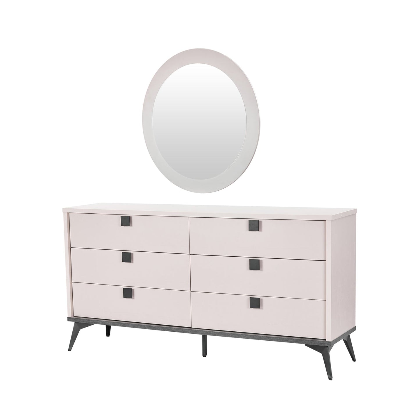 Maxwell Dresser MDF Melamine Finishing 6 Drawers Metal Handles Legs