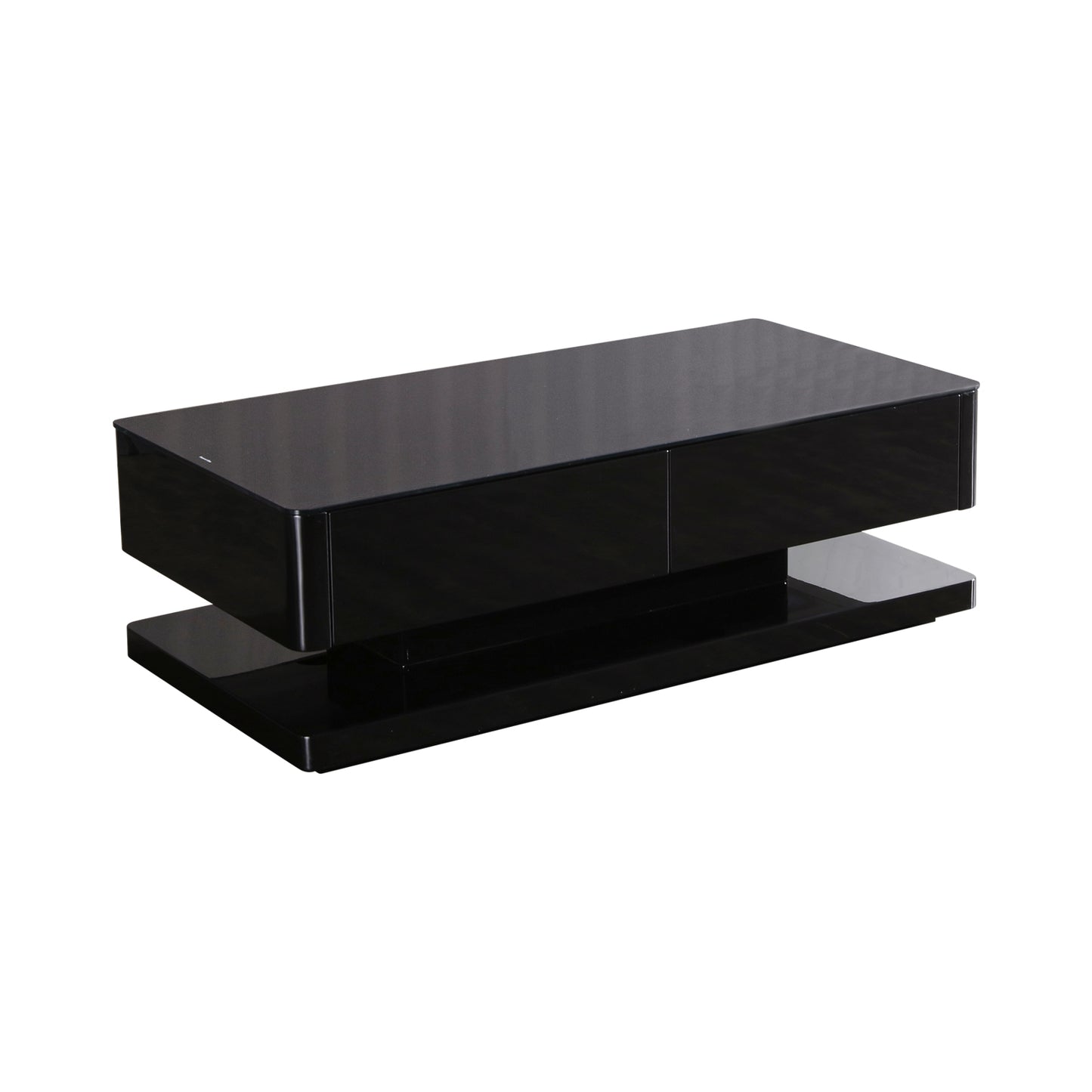 Suprilla Shiny High Glossy Coffee Table with Both Side Drawer Storage