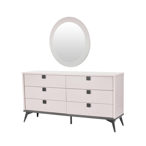 Maxwell Dresser MDF Melamine Finishing 6 Drawers Metal Handles Legs
