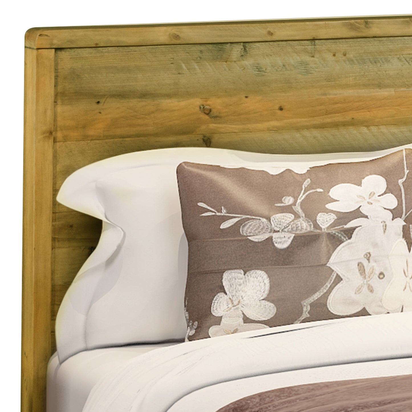 Woodstyle Solid Pine Wood In Rustic Texture Light Brown Colour Queen Bed Frame
