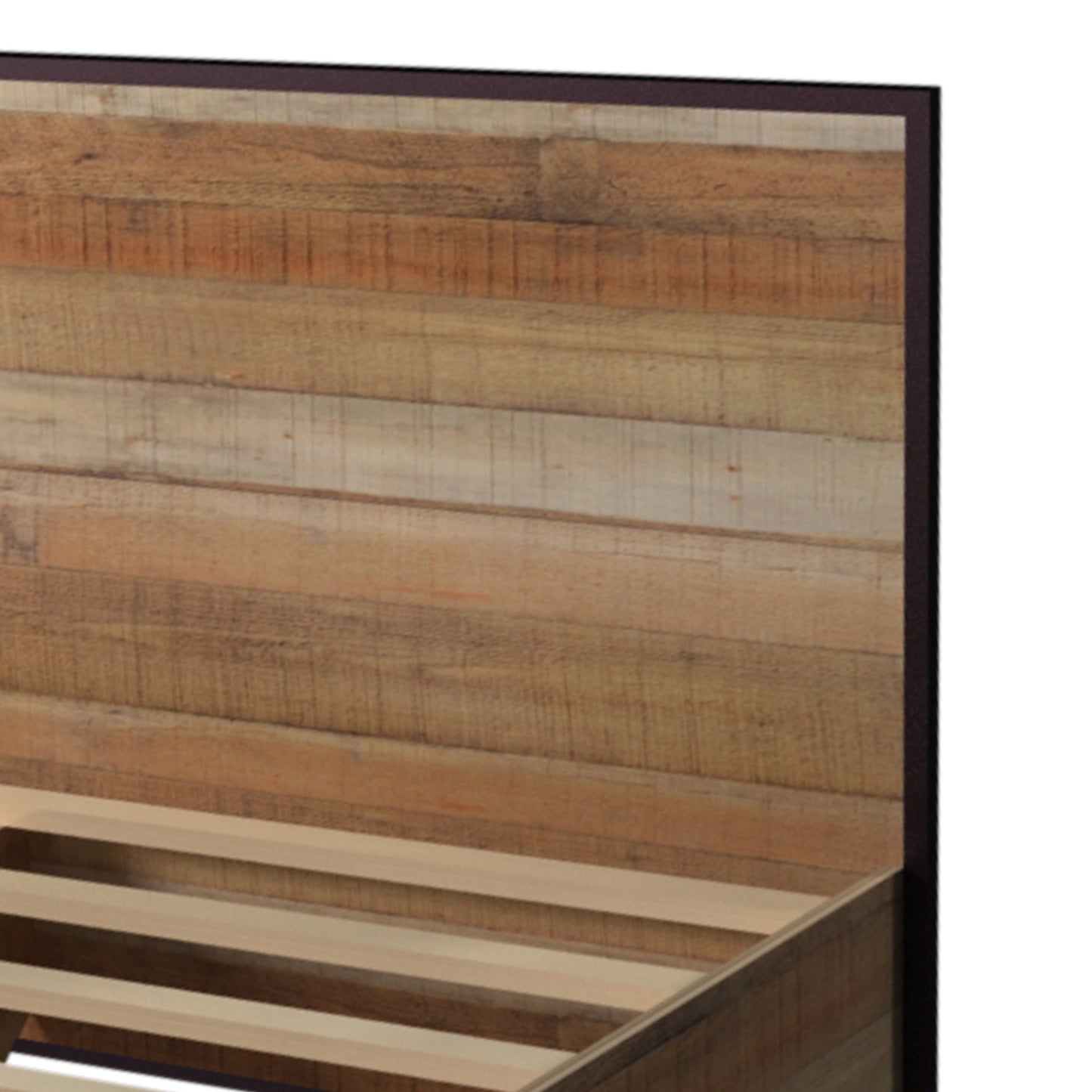 Mascot Queen Particle Board Metal Border Bed Frame in Oak Colour
