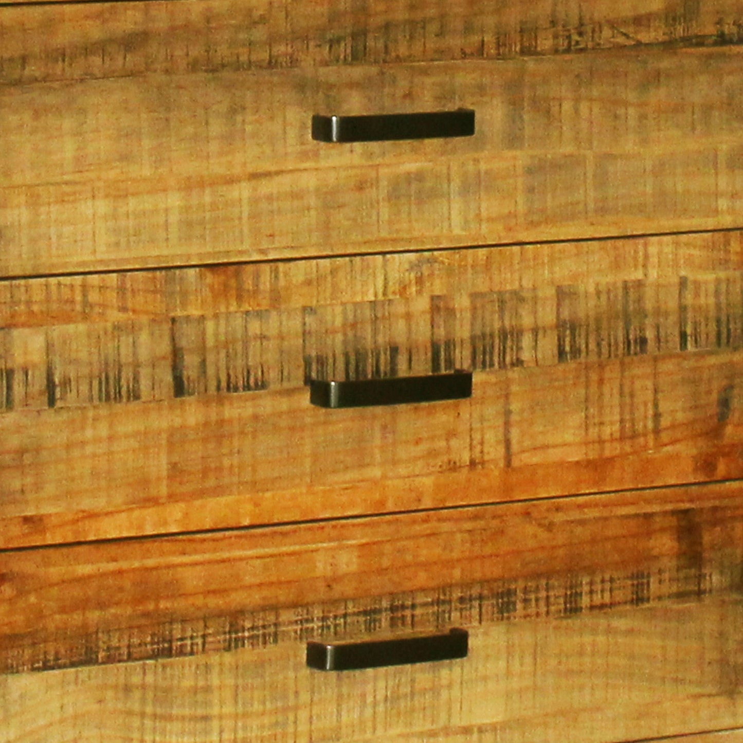 Woodstyle Dresser Solid Timber Light Brown 6 Drawers In Rustic Texture with Mirror