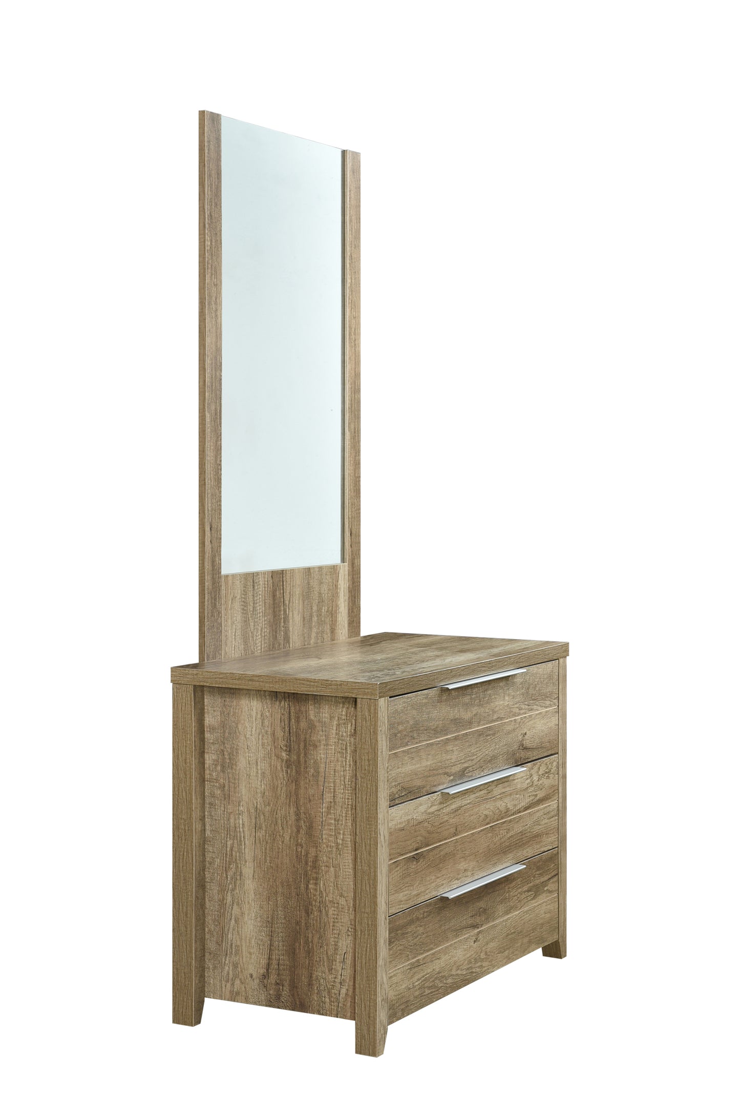 Cielo Natural Wood Like MDF 3 Drawers Dresser in Oak Colour with Mirror