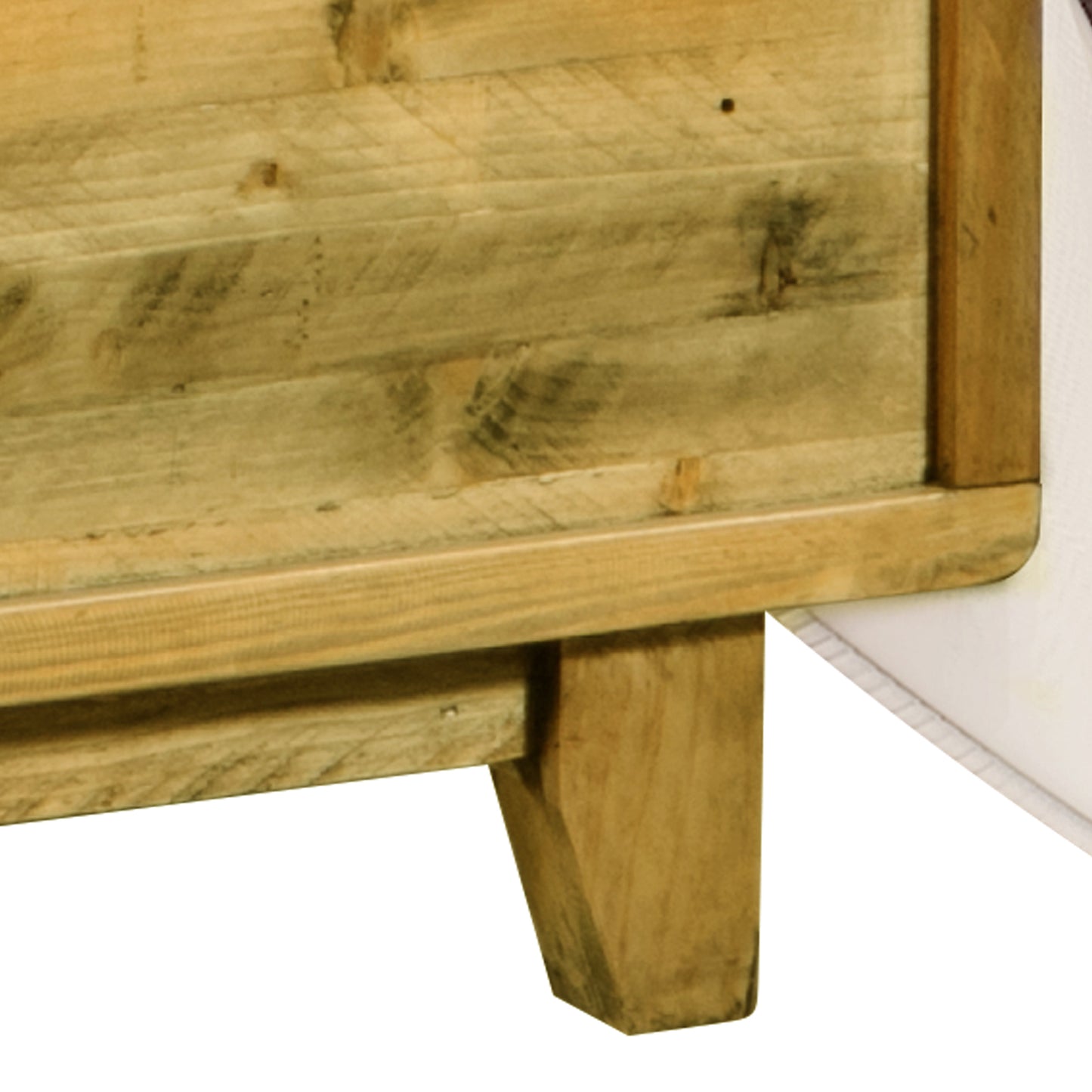 Woodstyle Solid Pine Wood In Rustic Texture Light Brown Colour Queen Bed Frame