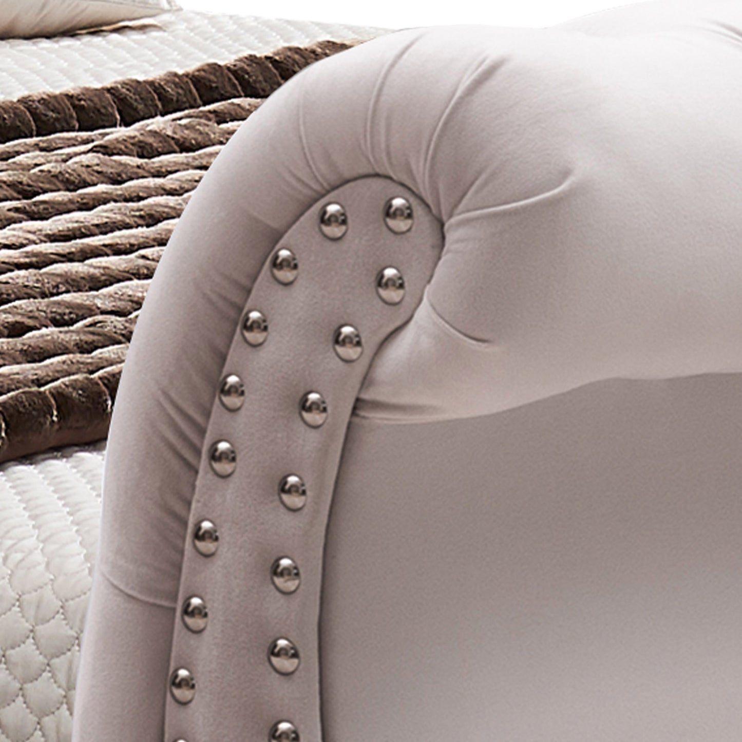 Elsa Sleigh Bedframe Velvet Tufted Deep Quilting Bed