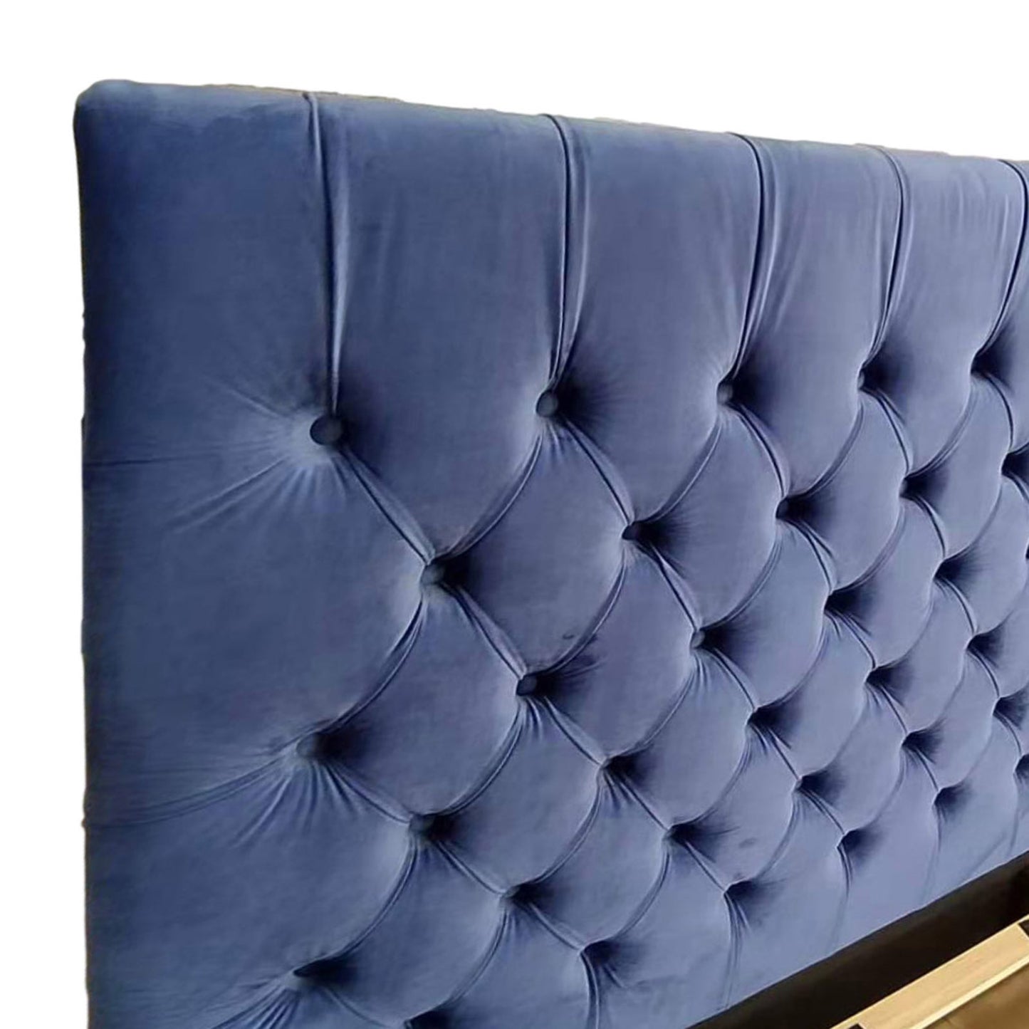 Anna Upholstery Tufted Velvet Fabric Headboard Storage Bed Frame In Multiple Colour & Size