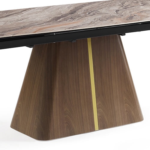 Venus Extendable Dining Table MDF Ceramic Glass Table Top Decorative Stripe