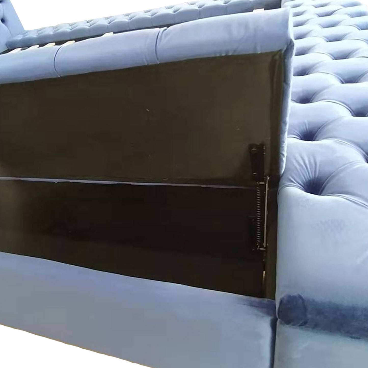 Anna Upholstery Tufted Velvet Fabric Headboard Storage Bed Frame In Multiple Colour & Size