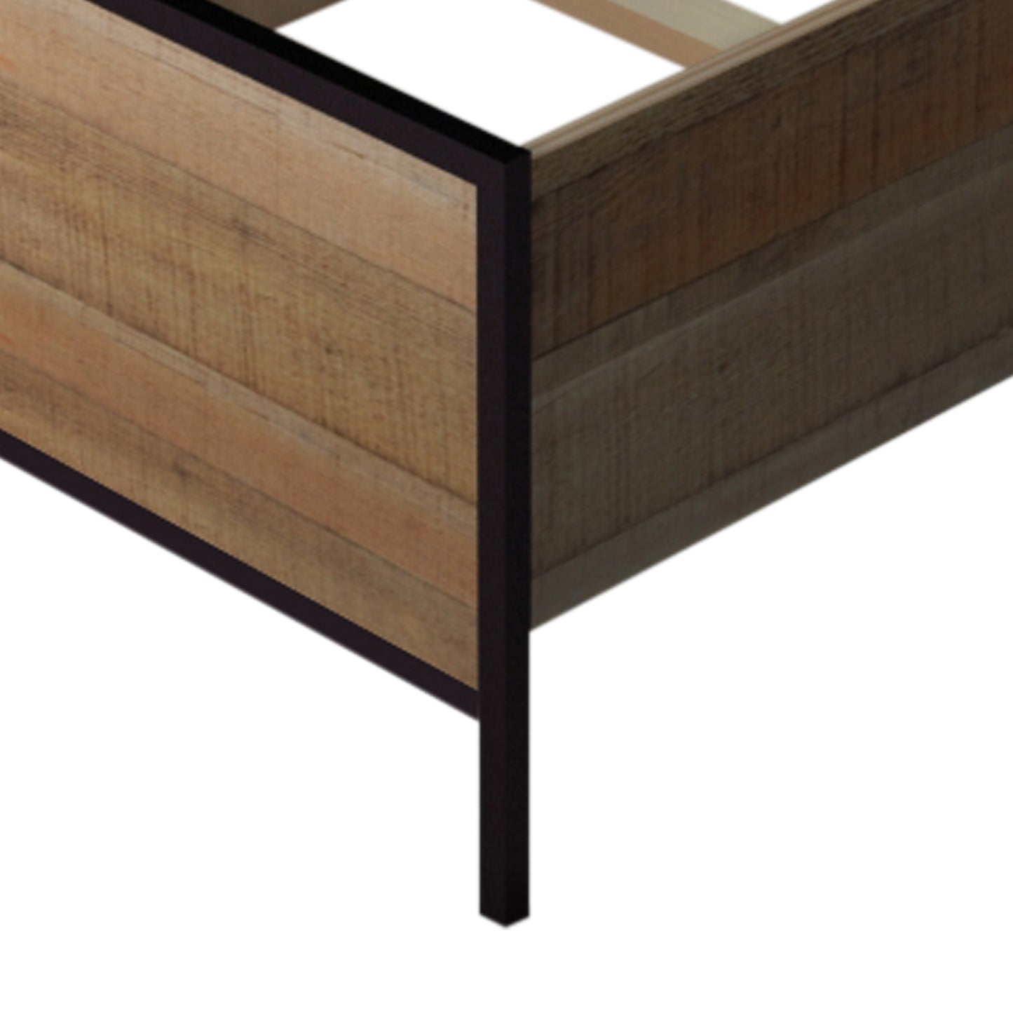 Mascot Queen Particle Board Metal Border Bed Frame in Oak Colour