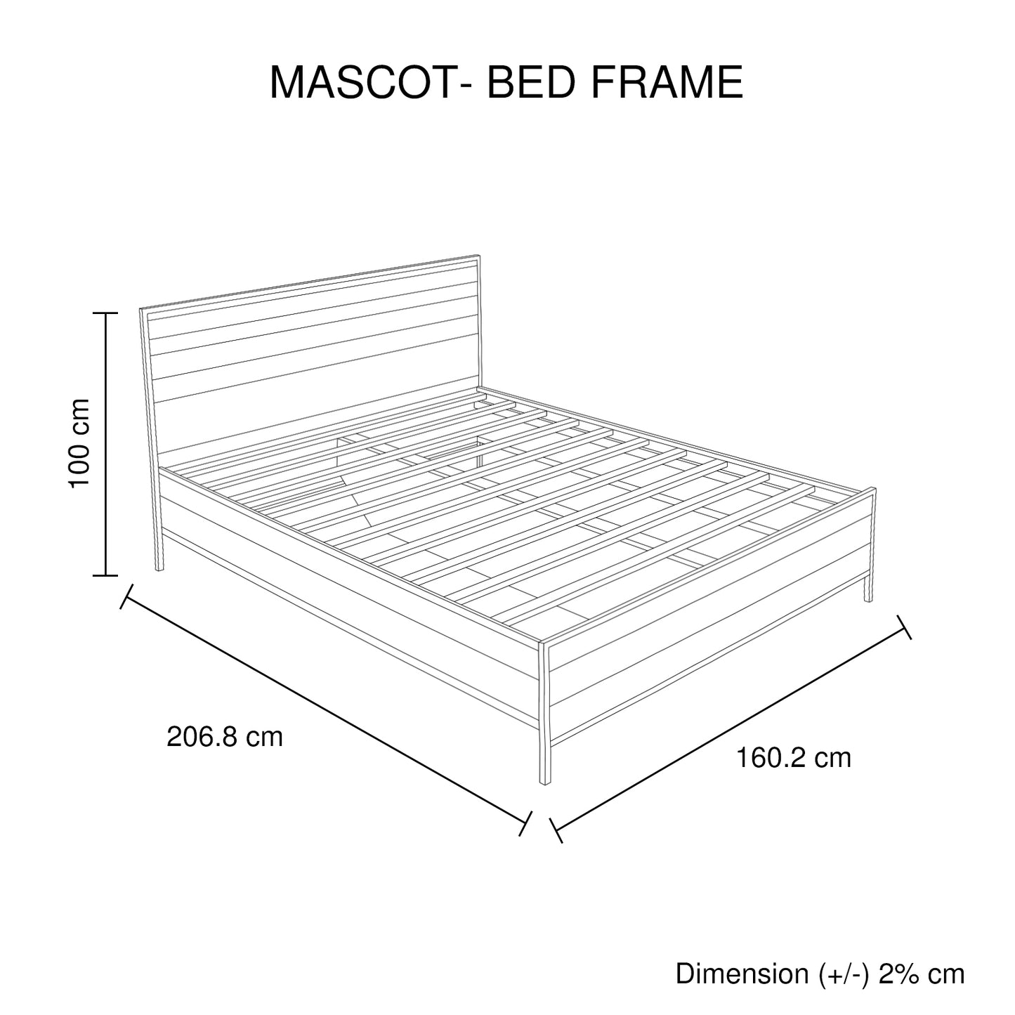 Mascot Queen Particle Board Metal Border Bed Frame in Oak Colour