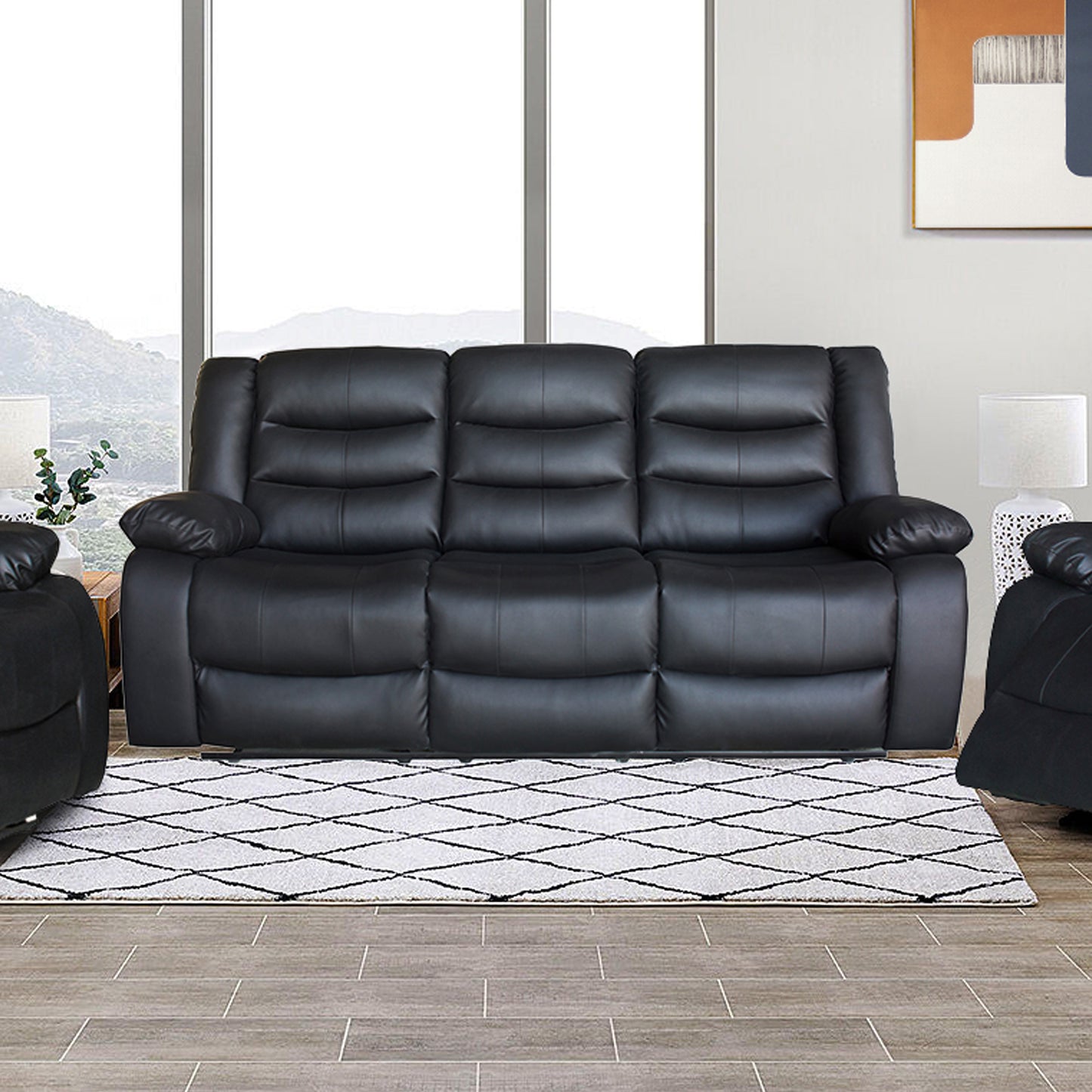 Fantasy 3+1+1 Seater Recliner Sofa In Faux Leather Lounge Wooden Frame Couch In Multiple Colour