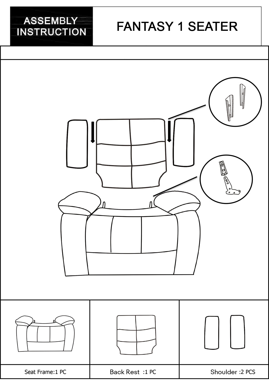 Fantasy Single Seater Recliner Sofa Chair In Faux Leather Lounge Couch Armchair in Multiple Colour