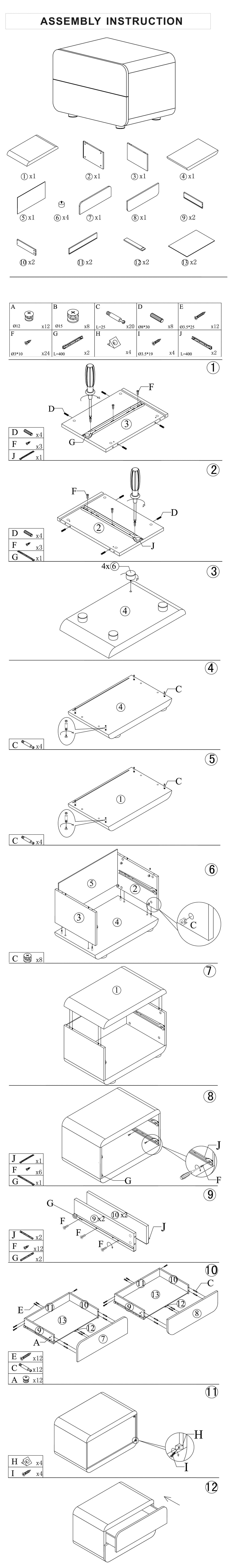 Prado Gloss MDF Black Bedside Table