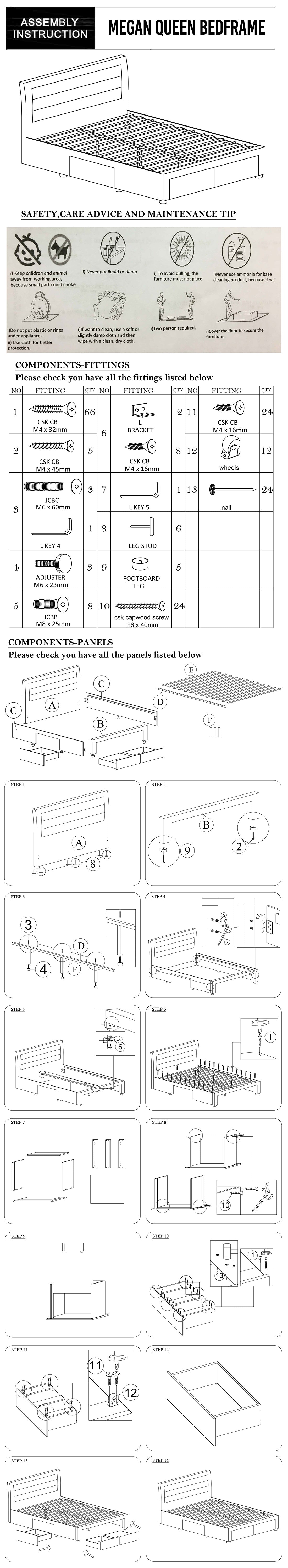 Megan Bed Light Grey Polyester Fabric
