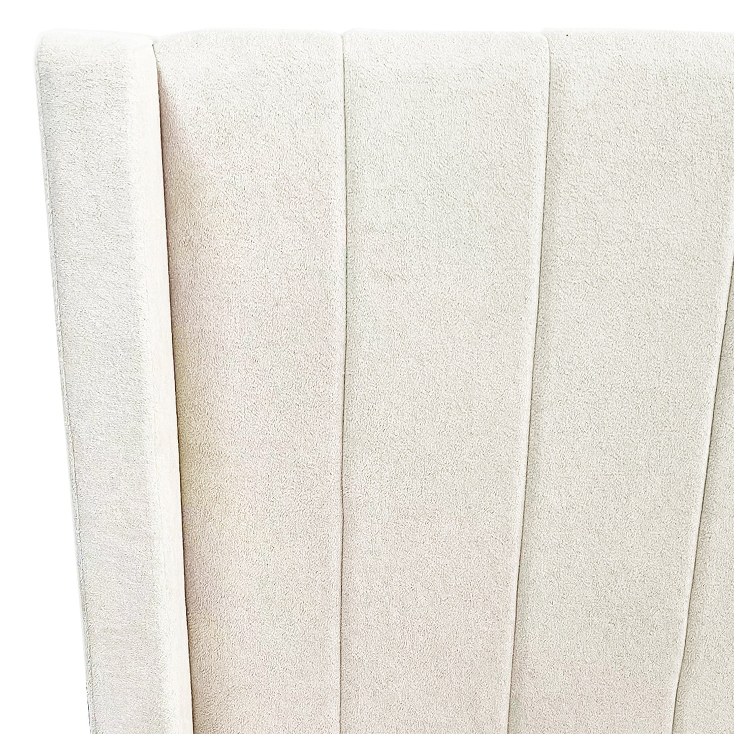 Alexa Beige Linen Fabric Headboard 4 Drawers with Wheels MDF Bed Frame