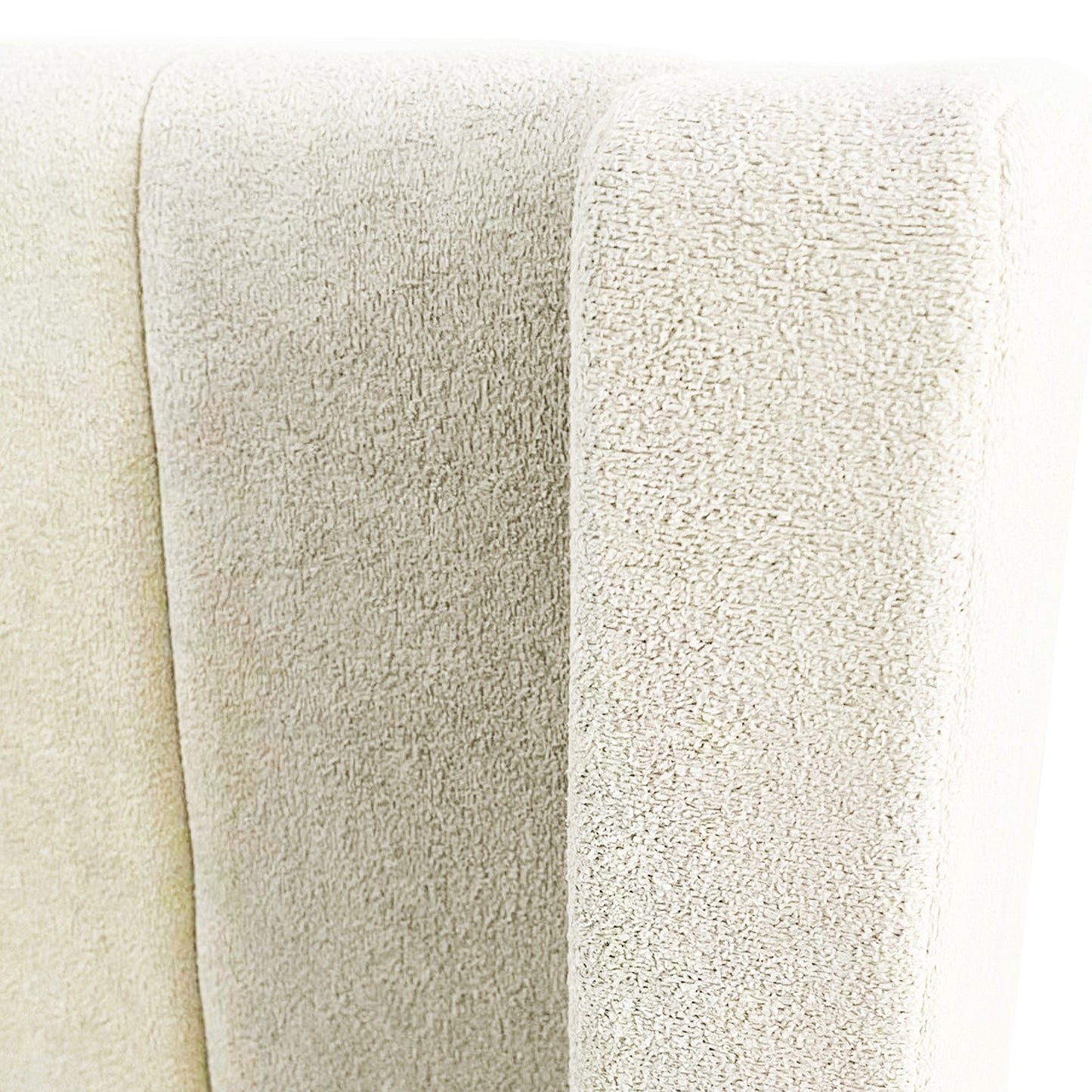 Alexa Beige Linen Fabric Headboard 4 Drawers with Wheels MDF Bed Frame