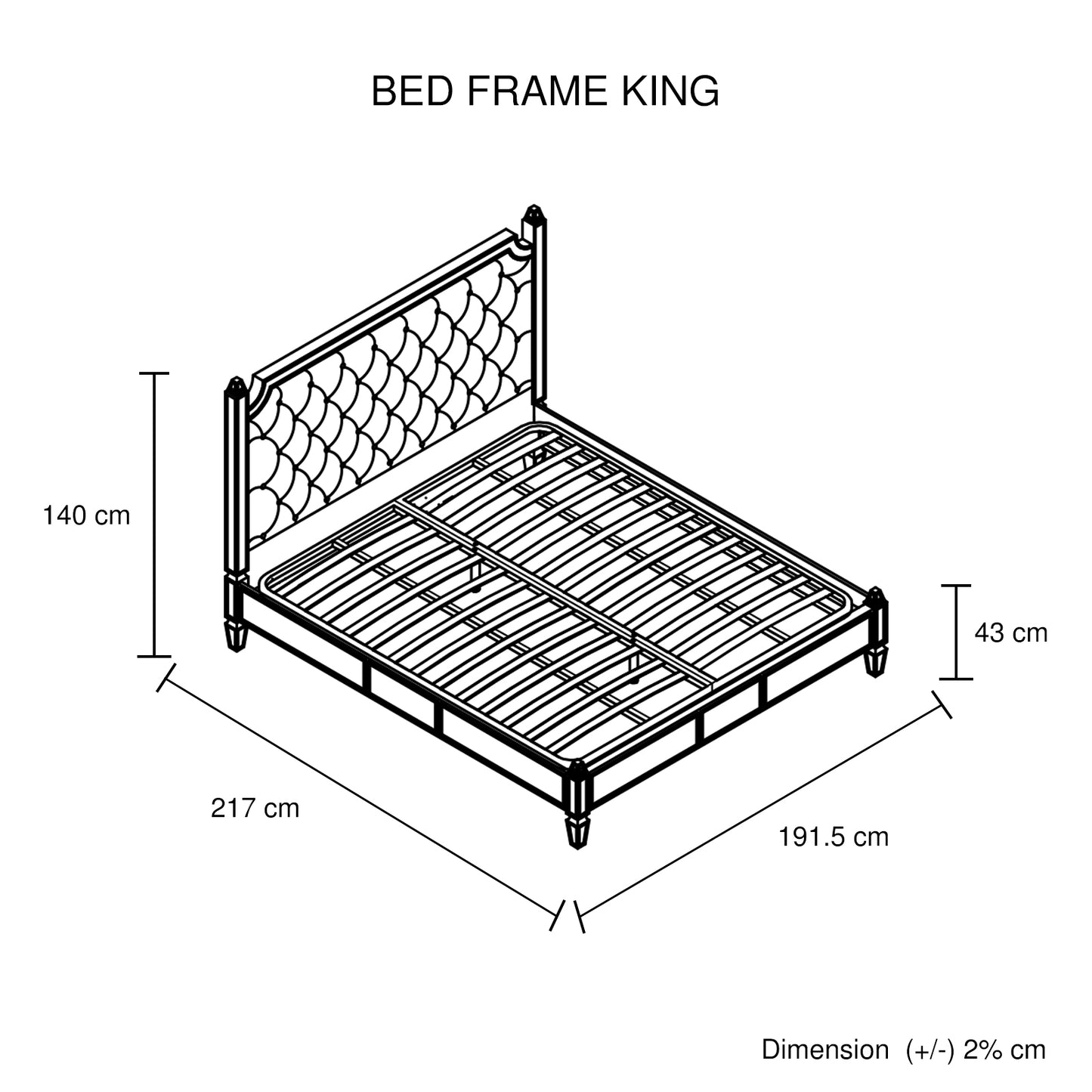 Antique Bedframe Mirrored Work Gold Colour Tufted Headboard Deep Quilting
