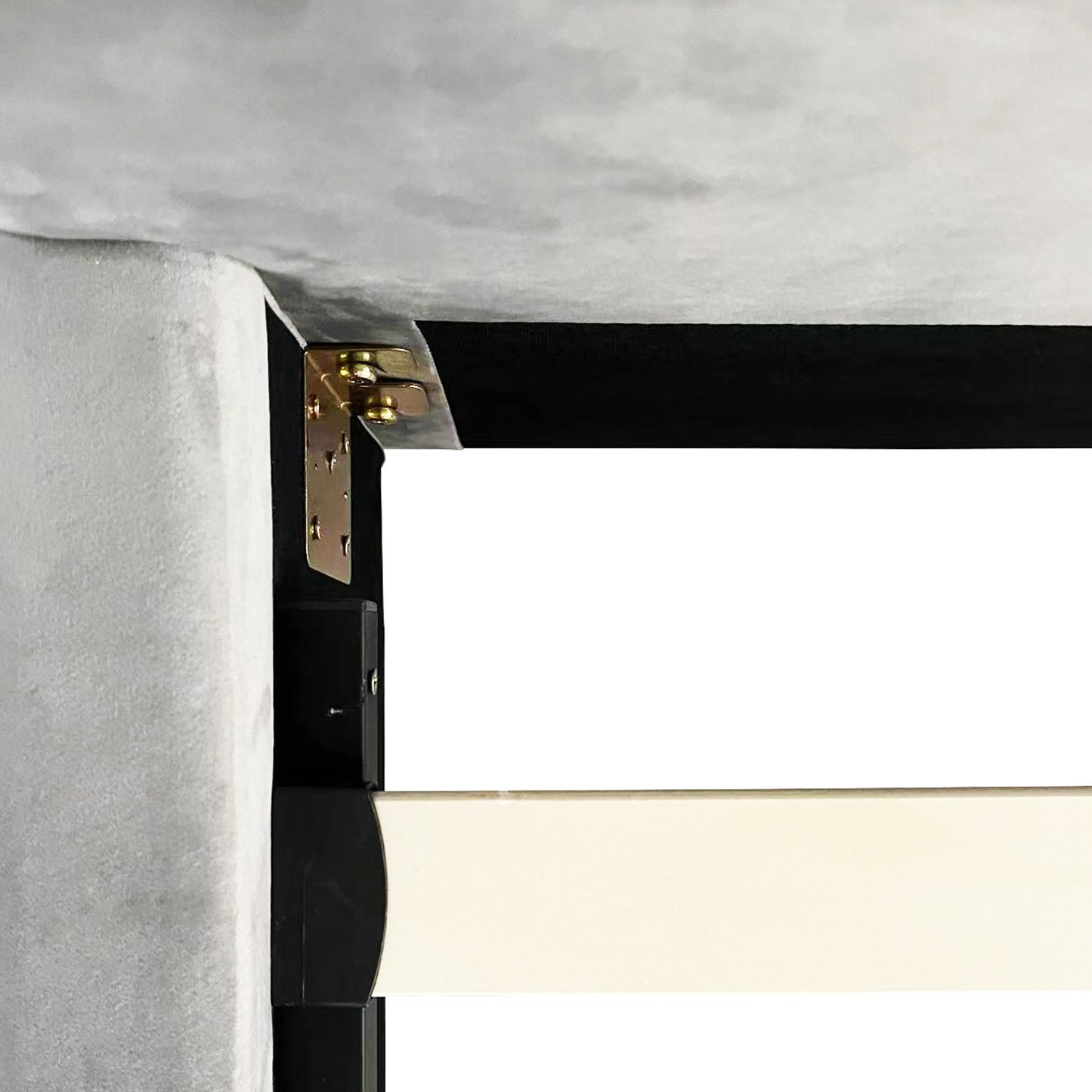 Emily Grey Velvet Padded Upholstery High Quality Slats MDF Drawers with Wheels Queen Bed Frame