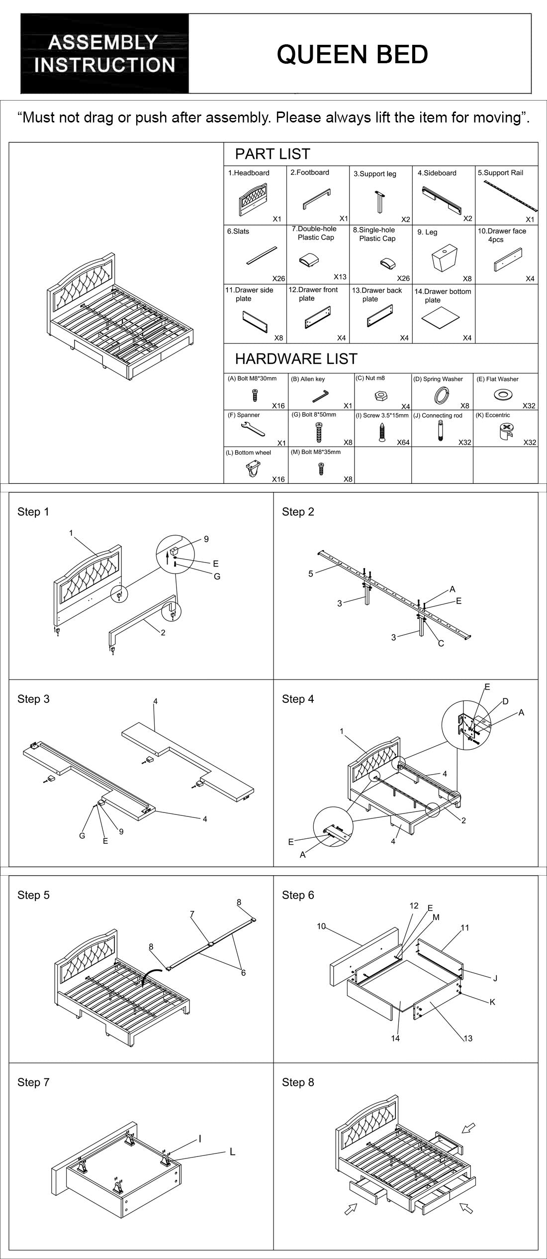 Emily Grey Velvet Padded Upholstery High Quality Slats MDF Drawers with Wheels Queen Bed Frame