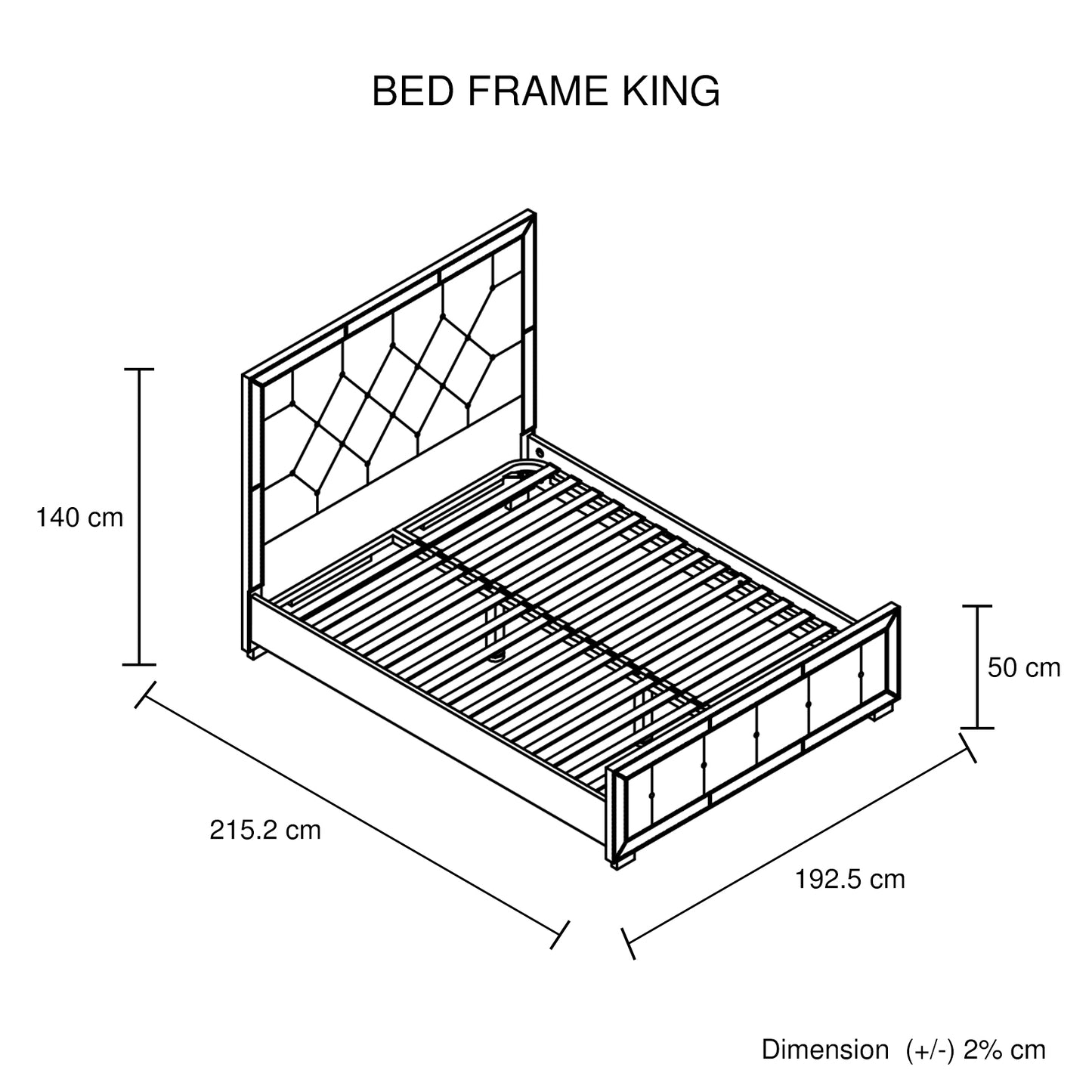 Germany Bedframe Velvet Upholstery Tufted Headboard Mirrored Work Deep Quilting in Beige/Black Colour