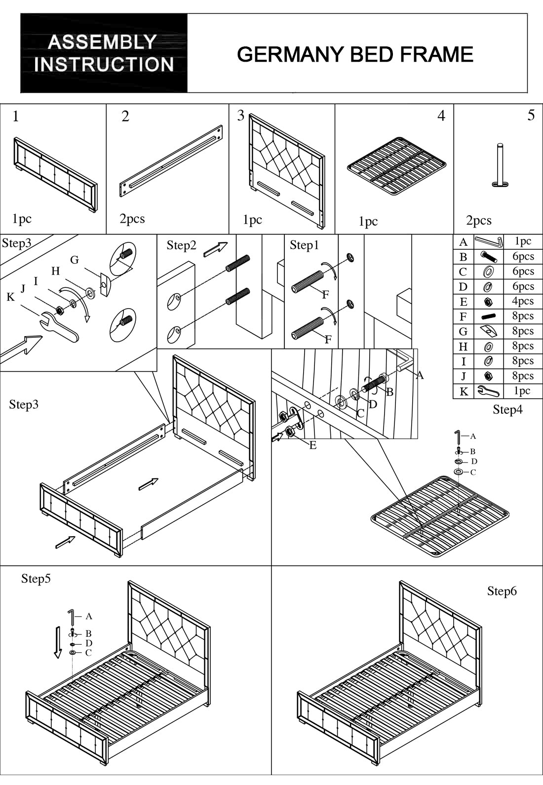 Germany Bedframe Velvet Upholstery Tufted Headboard Mirrored Work Deep Quilting in Beige/Black Colour