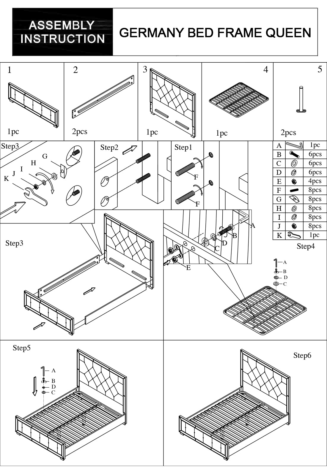 Germany Bedframe Velvet Upholstery Tufted Headboard Mirrored Work Deep Quilting in Beige/Black Colour