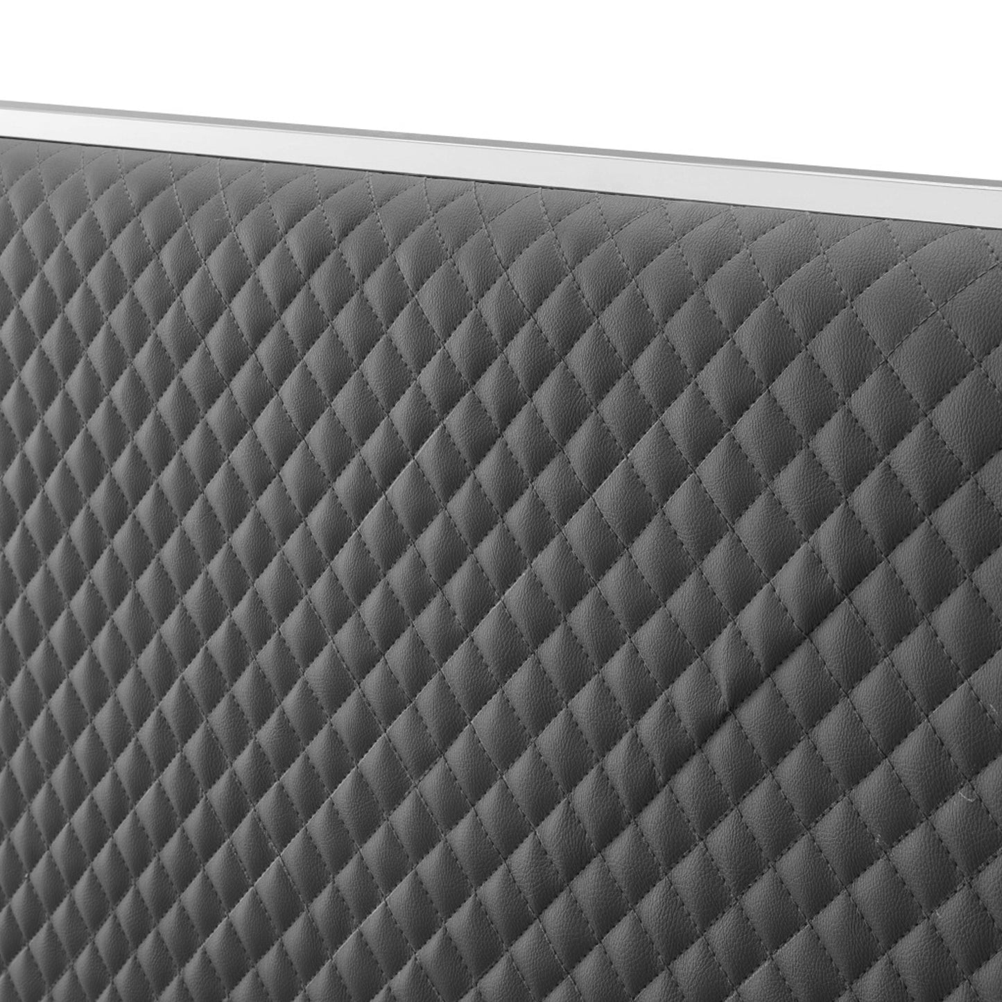 Halcyon Air Leather Bed Frame with HQ Slats, Padded Upholstery & Polished Stainless Steel Feet