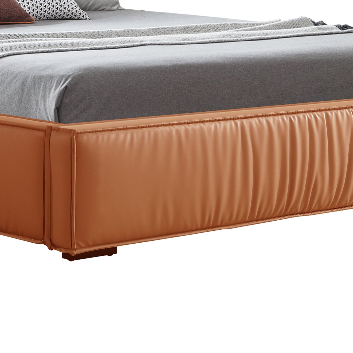Louis Bedframe Premium Leatherette Upholstery Headboard KD Slat Wooden Legs