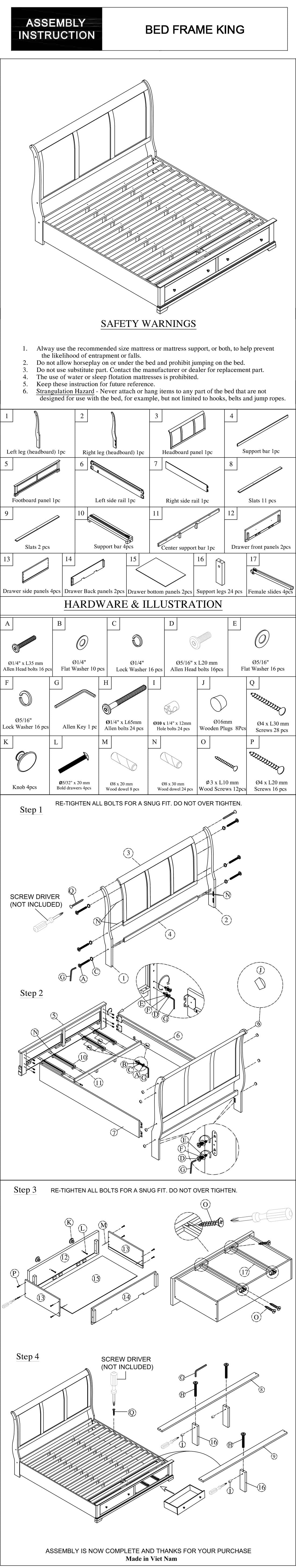Marco Bed Sleigh Medium High Headboard Bed Frame in Solid Wood MDF Plywood Storage in Grey Colour