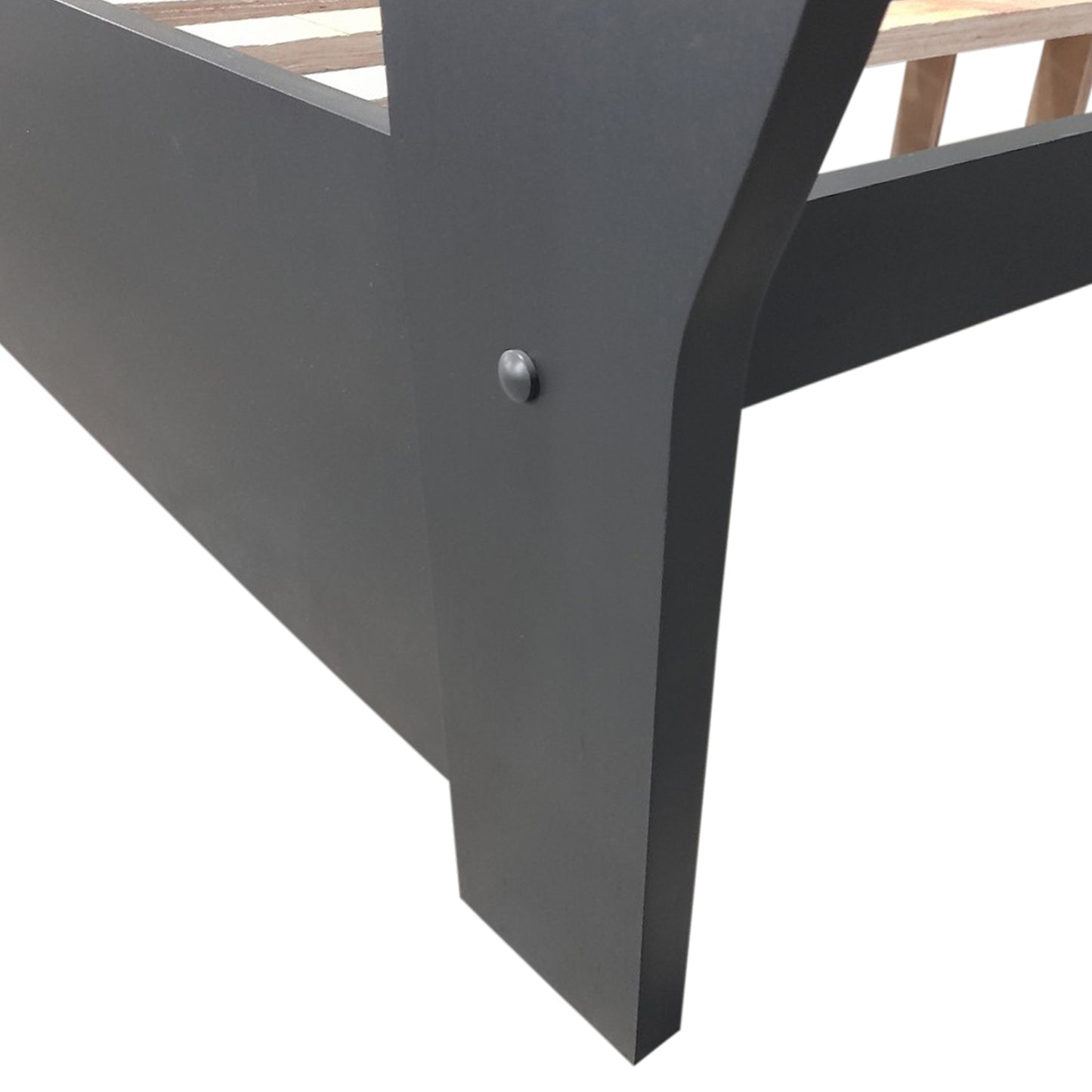 Marco Bed Sleigh Medium High Headboard Bed Frame in Solid Wood MDF Plywood Storage in Grey Colour