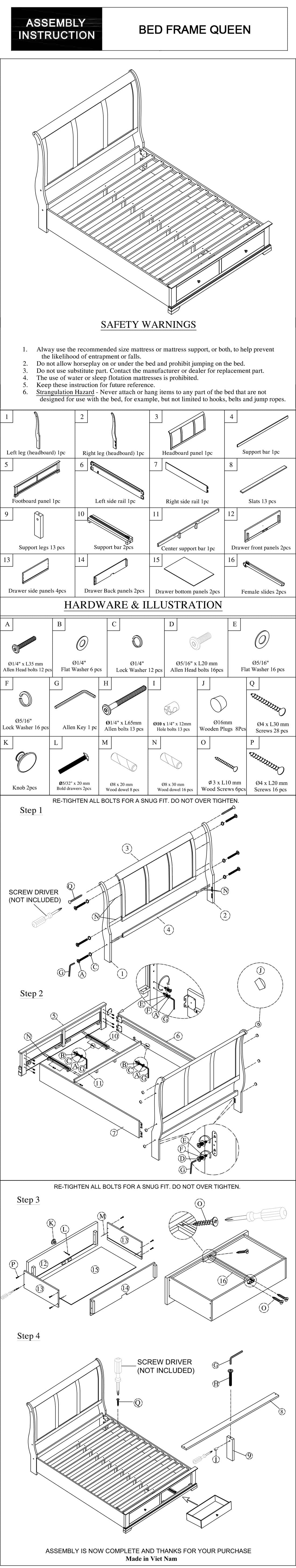 Marco Bed Sleigh Medium High Headboard Bed Frame in Solid Wood MDF Plywood Storage in Grey Colour
