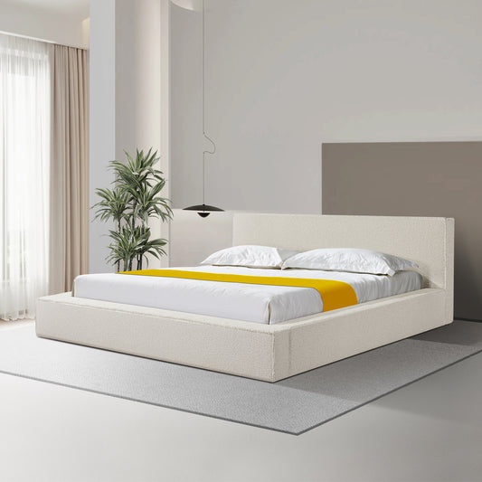 Ralph Bed Frame Fabric Upholstery 15 Pieces KD Slats Black Non-woven Fabric at the Back