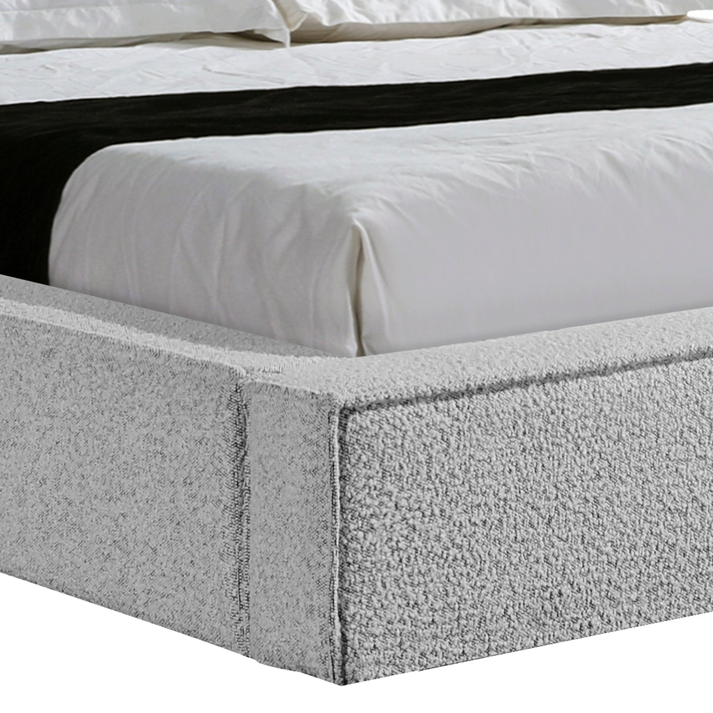 Ralph Bed Frame Fabric Upholstery 15 Pieces KD Slats Black Non-woven Fabric at the Back